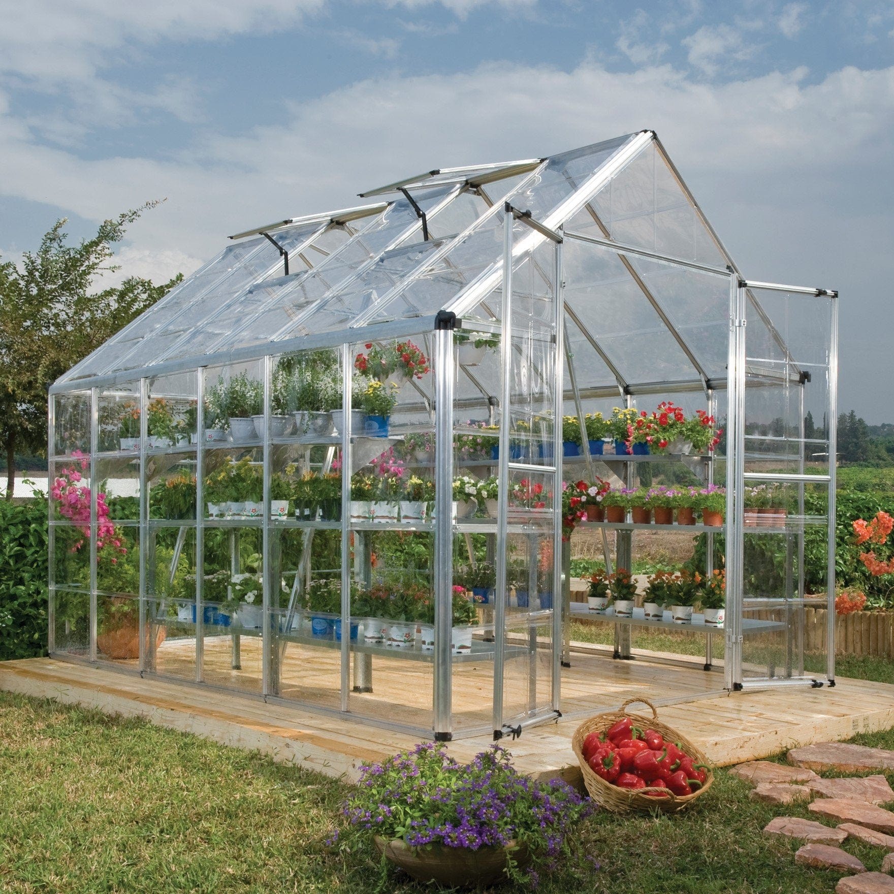 Palram - Canopia | Snap & Grow Greenhouse Kit - 8 Ft Wide - Silver With 0.8mm Polycarbonate Glazing - Image 13