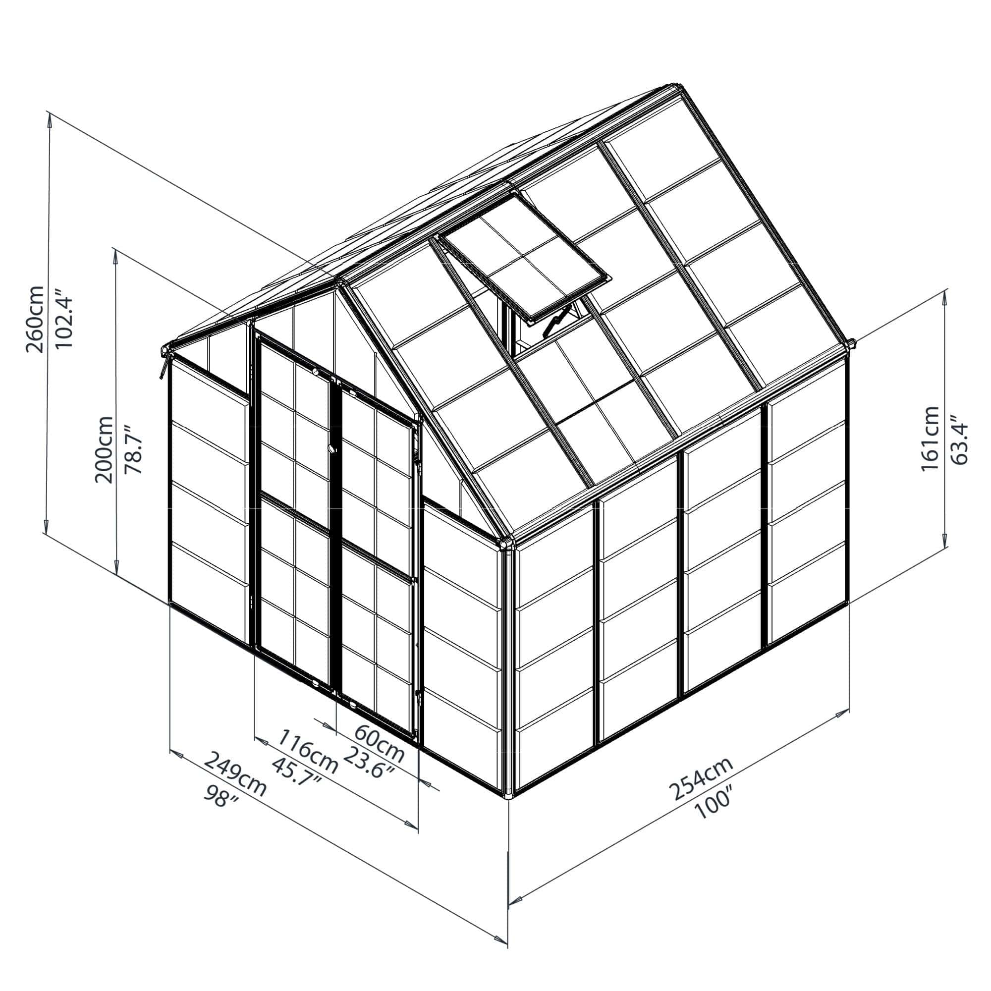 Palram - Canopia | Snap & Grow Greenhouse Kit - 8 Ft Wide - Silver With 0.8mm Polycarbonate Glazing - Image 8