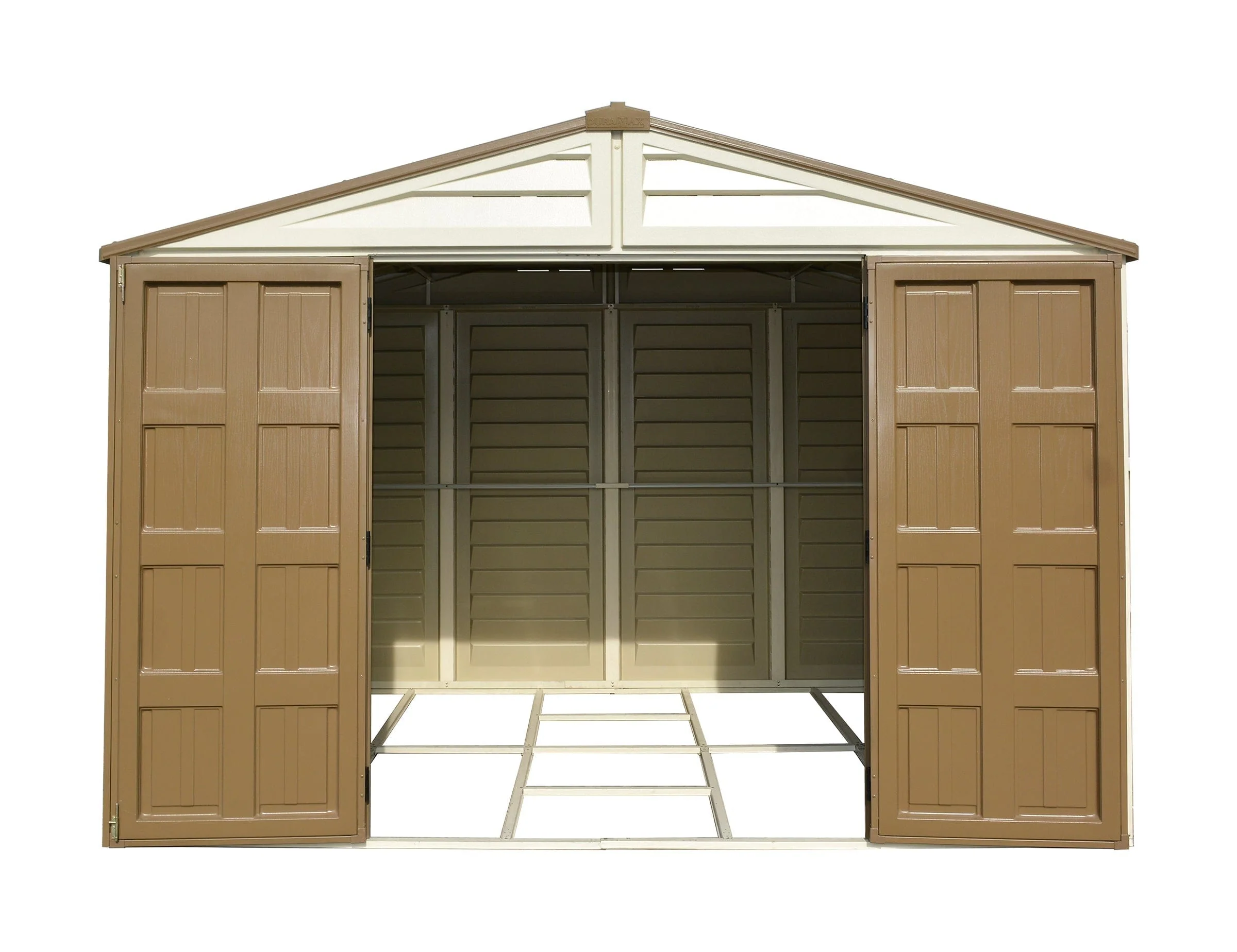 DuraMax | 10.5x13x6 ft Woodbridge Plus Vinyl Plastic Storage Shed with Foundation - Image 8