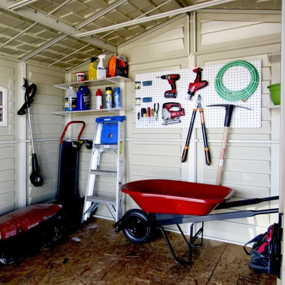 DuraMax | 10.5x8x6 ft Woodbridge Plus Vinyl Plastic Storage Shed with Foundation - Image 14
