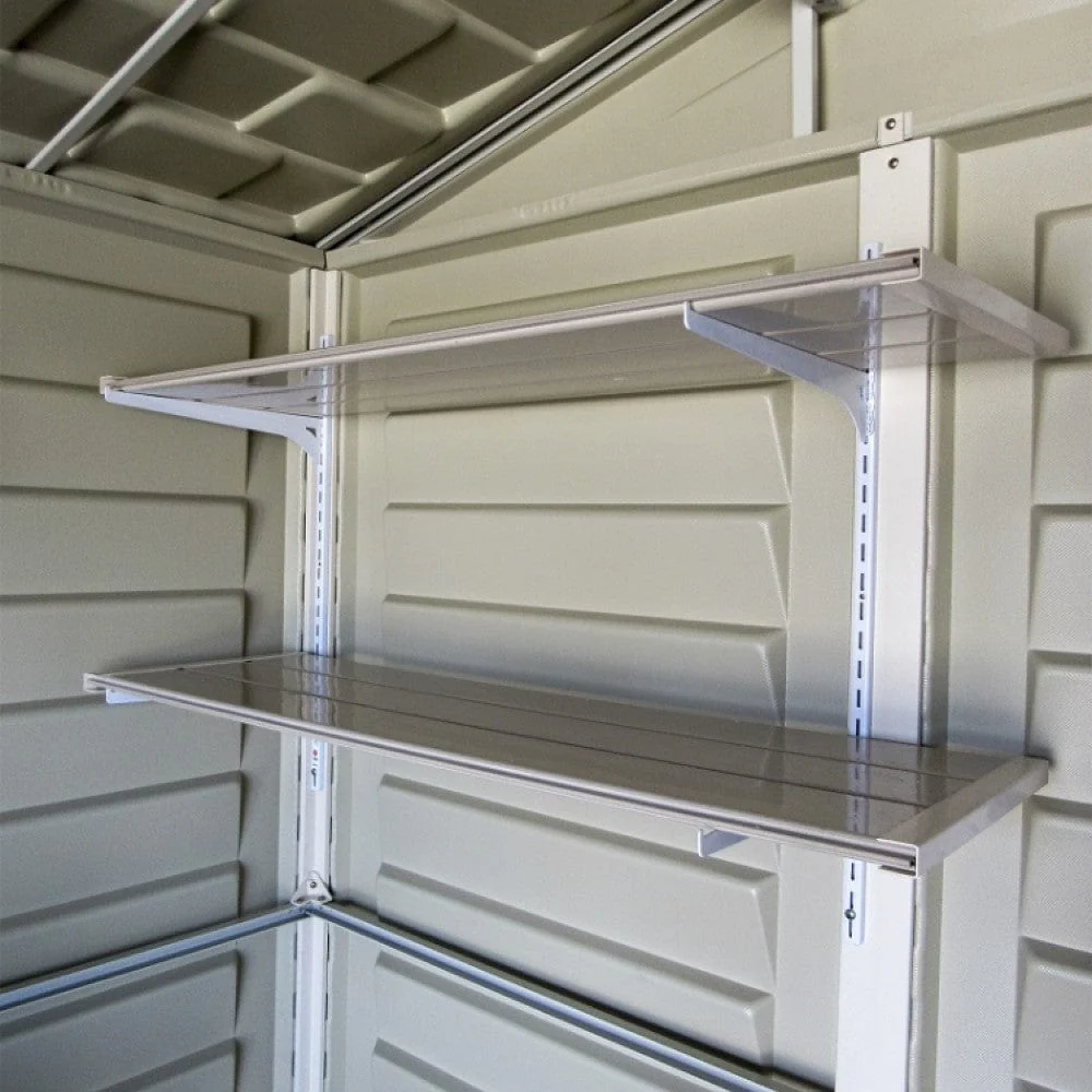DuraMax | 10.5x8x6 ft Woodbridge Plus Vinyl Plastic Storage Shed with Foundation - Image 4