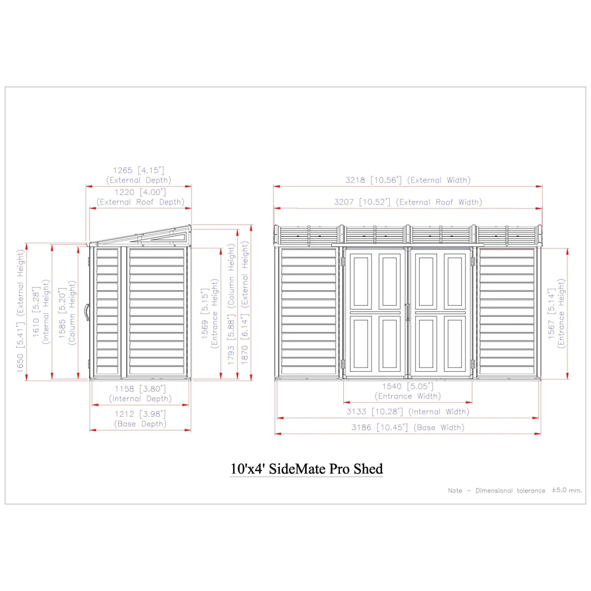 DuraMax | 10x4 ft SideMate Plus Pro Vinyl Plastic Storage Shed with Double Doors and Foundation - Image 14