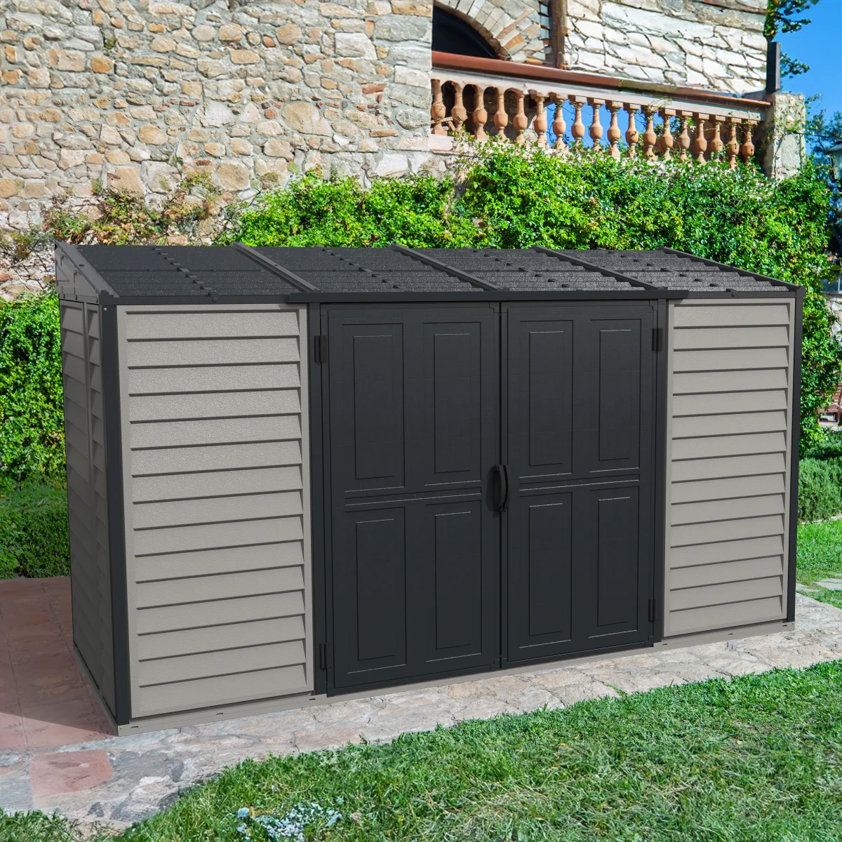 DuraMax | 10x4 ft SideMate Plus Pro Vinyl Plastic Storage Shed with Double Doors and Foundation - Image 8