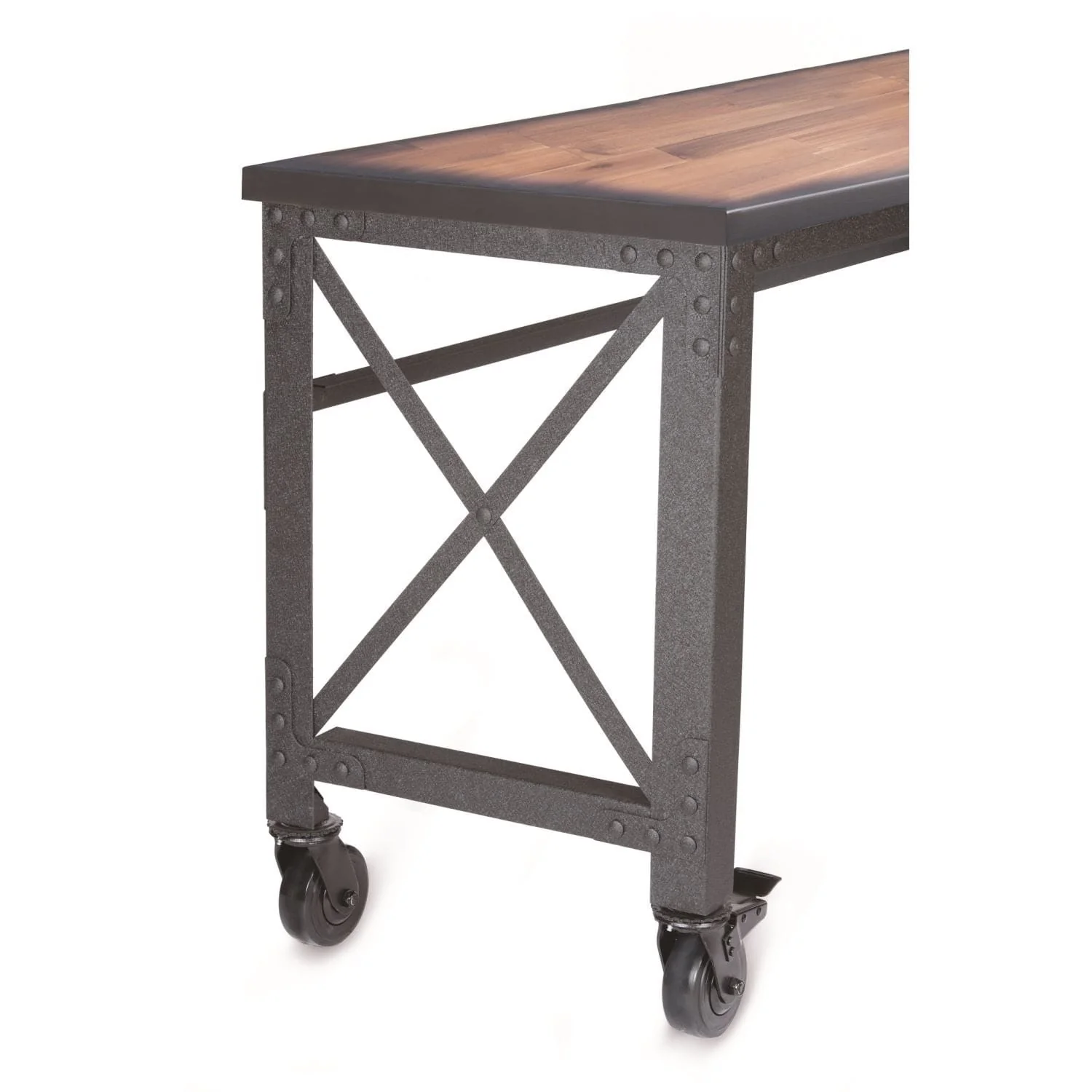 DuraMax | 62 In. x 24 In. Rolling Industrial Worktable Desk with solid wood top - Image 6