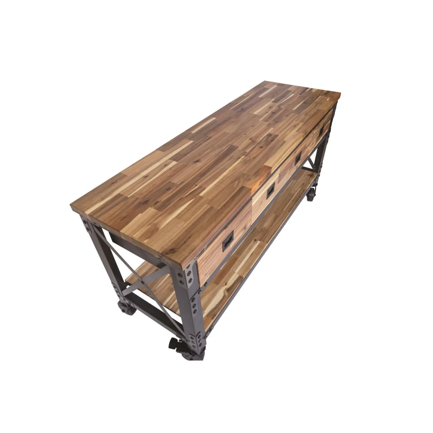 DuraMax | Darby 72" Industrial Metal & Wood Kitchen Island Desk With Drawers - Image 6