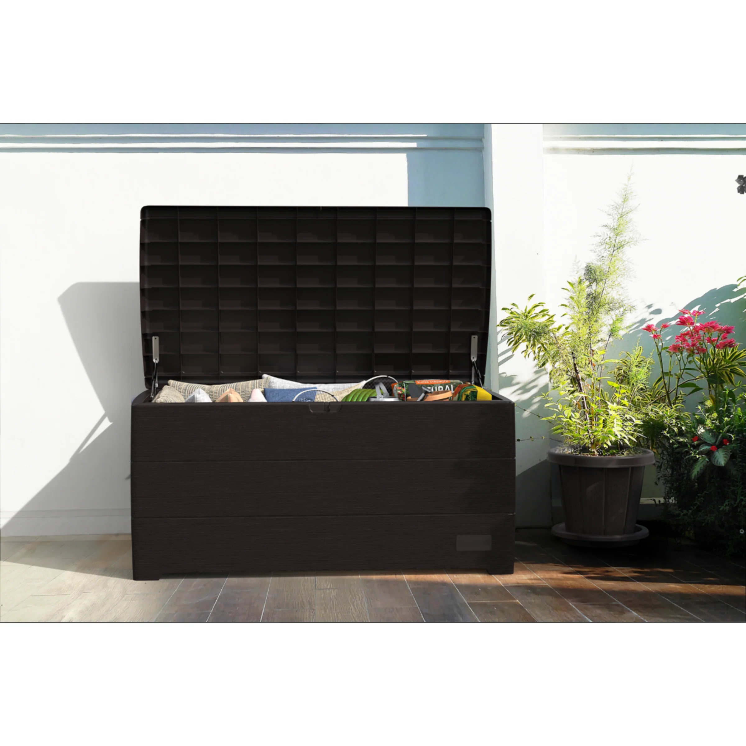 DuraMax | Deck Box Cedar Grain 110 Gallon Brown - Image 8