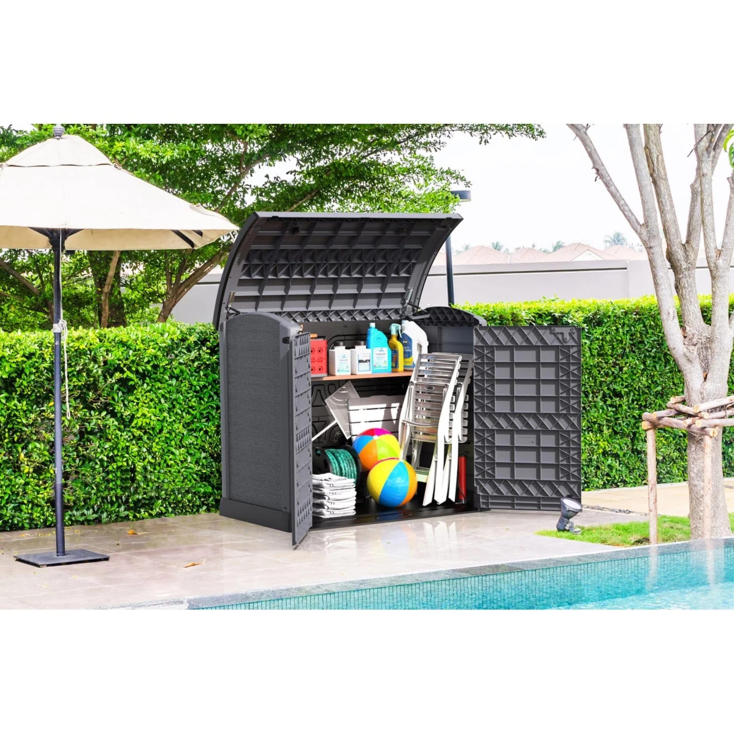 DuraMax | 4.5x2.8 ft Heavy Plastic StoreAway Multipurpose Horizontal Shed with Arc Lid - 1200L - Image 12