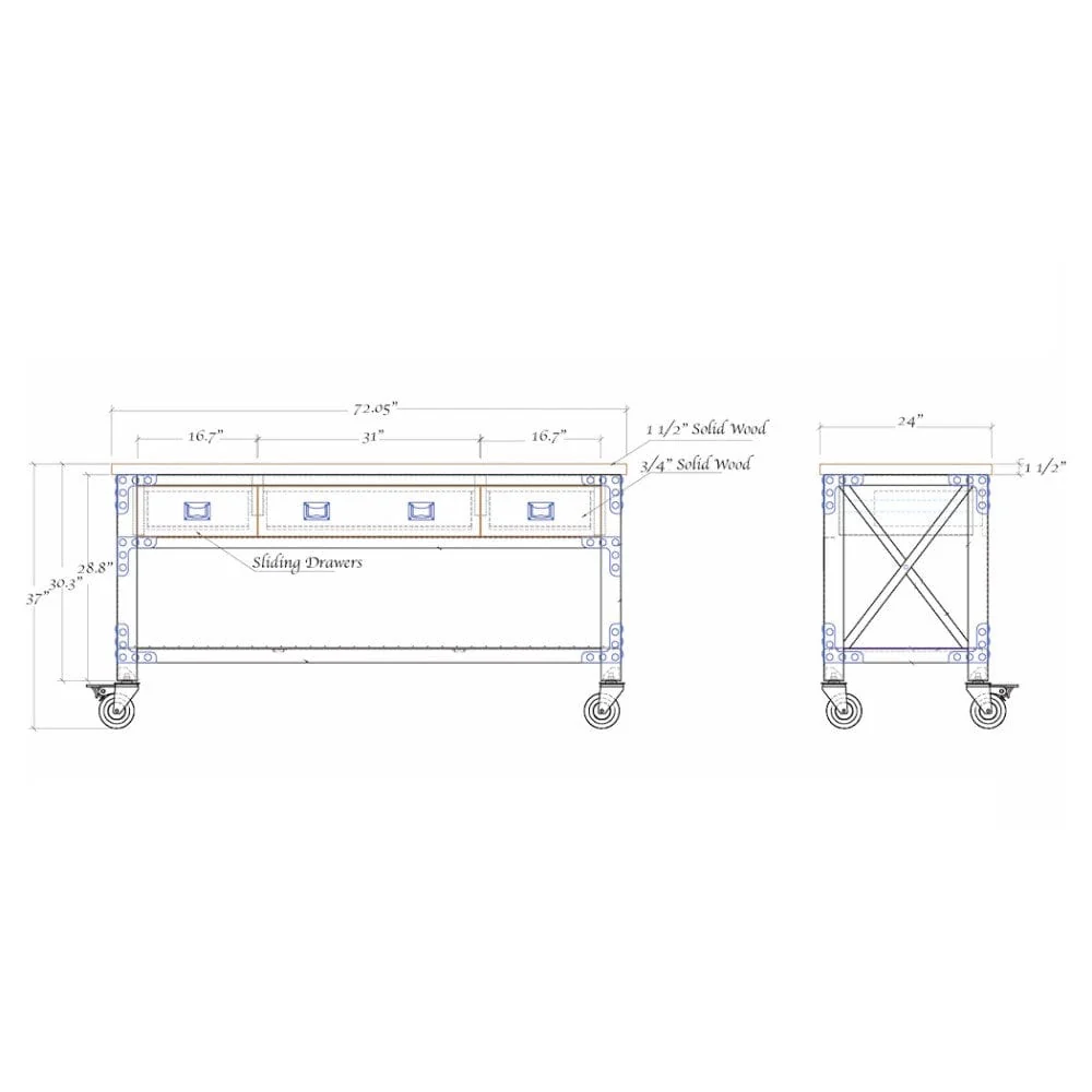 DuraMax | Rolling Workbench 3 Drawers - 72" X 24" - Image 14