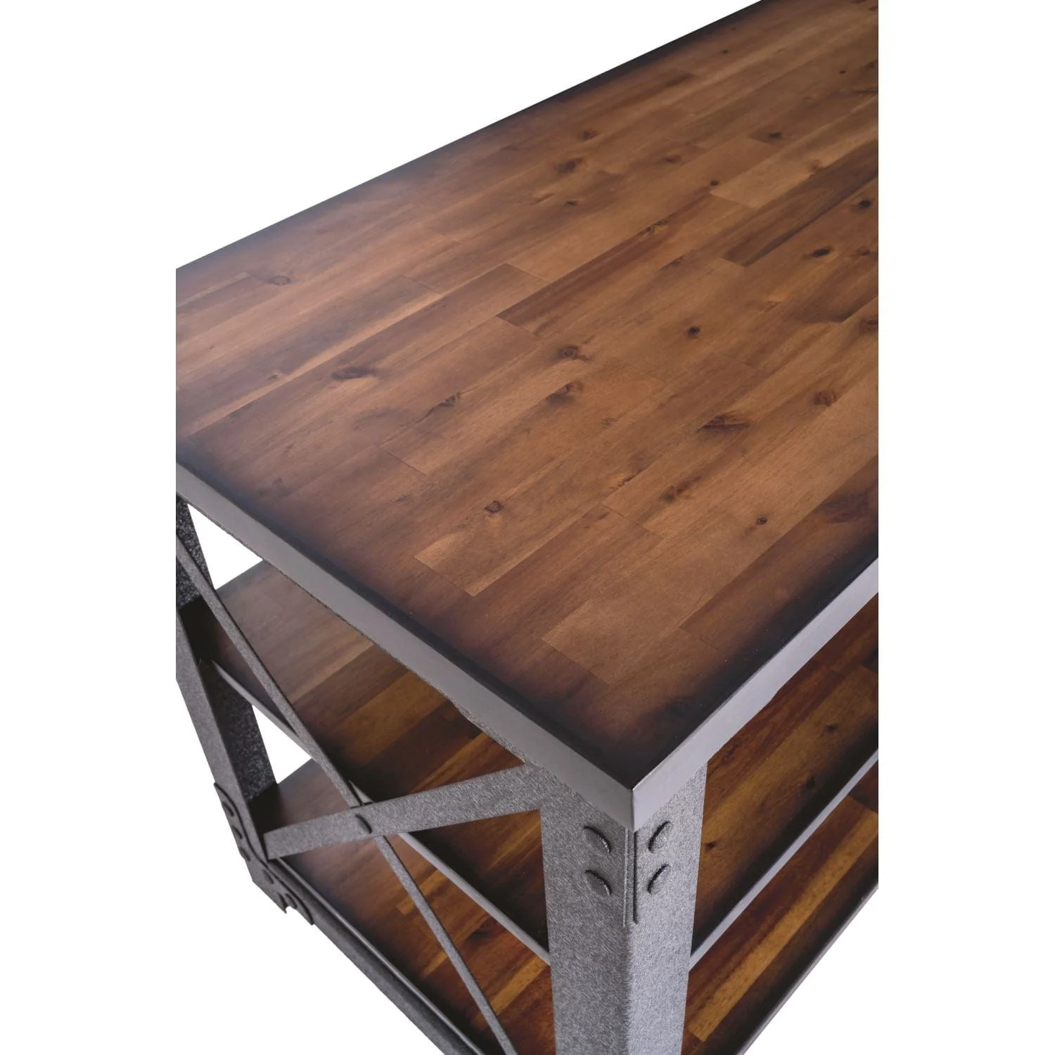 DuraMax | Weston 72" Industrial Metal & Wood desk with shelves - Image 13