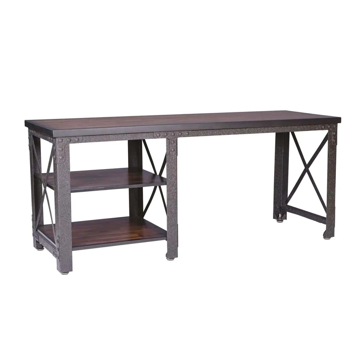 DuraMax | Weston 72" Industrial Metal & Wood desk with shelves - Image 5