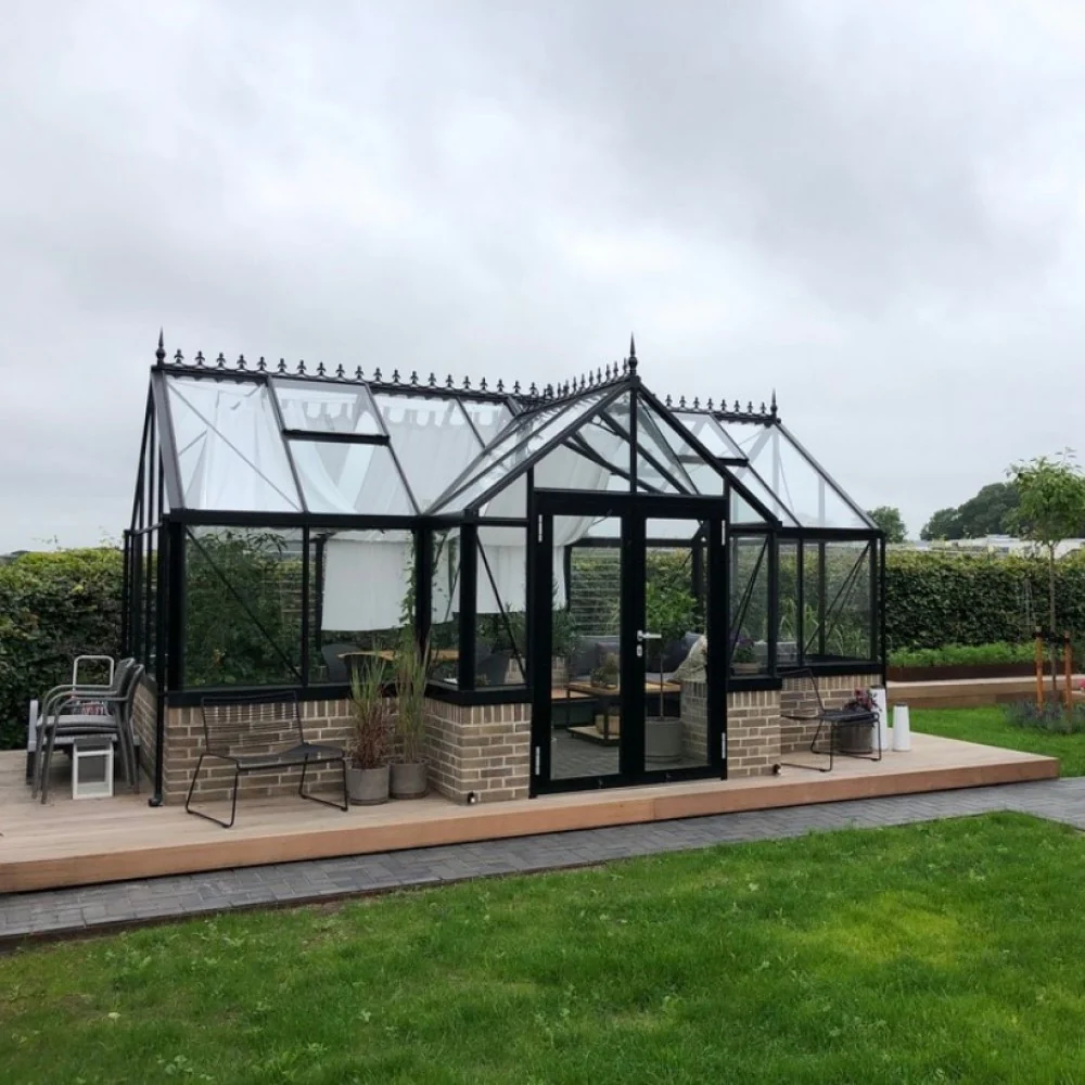 Janssens | 13x13 Ft Royal EOS T Glass Greenhouse Kit with 4mm Tempered Glass Glazing for Stem Wall - Image 9