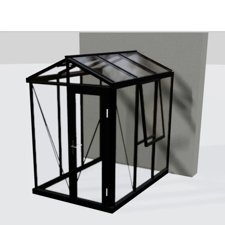 Janssens | 5x8 ft Helios Urban Glass Greenhouse/Portico Kit With 4mm Tempered Glass Glazing