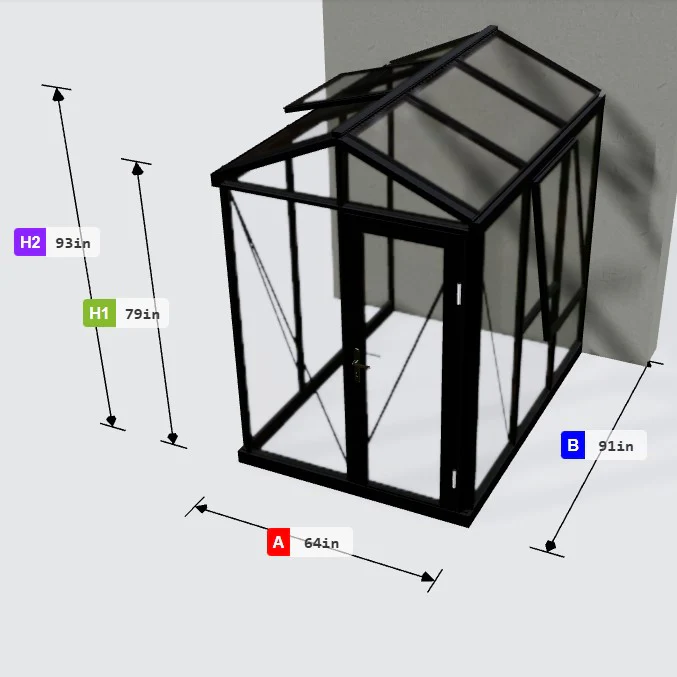Janssens | 5x8 ft Helios Urban Glass Greenhouse/Portico Kit With 4mm Tempered Glass Glazing - Image 8