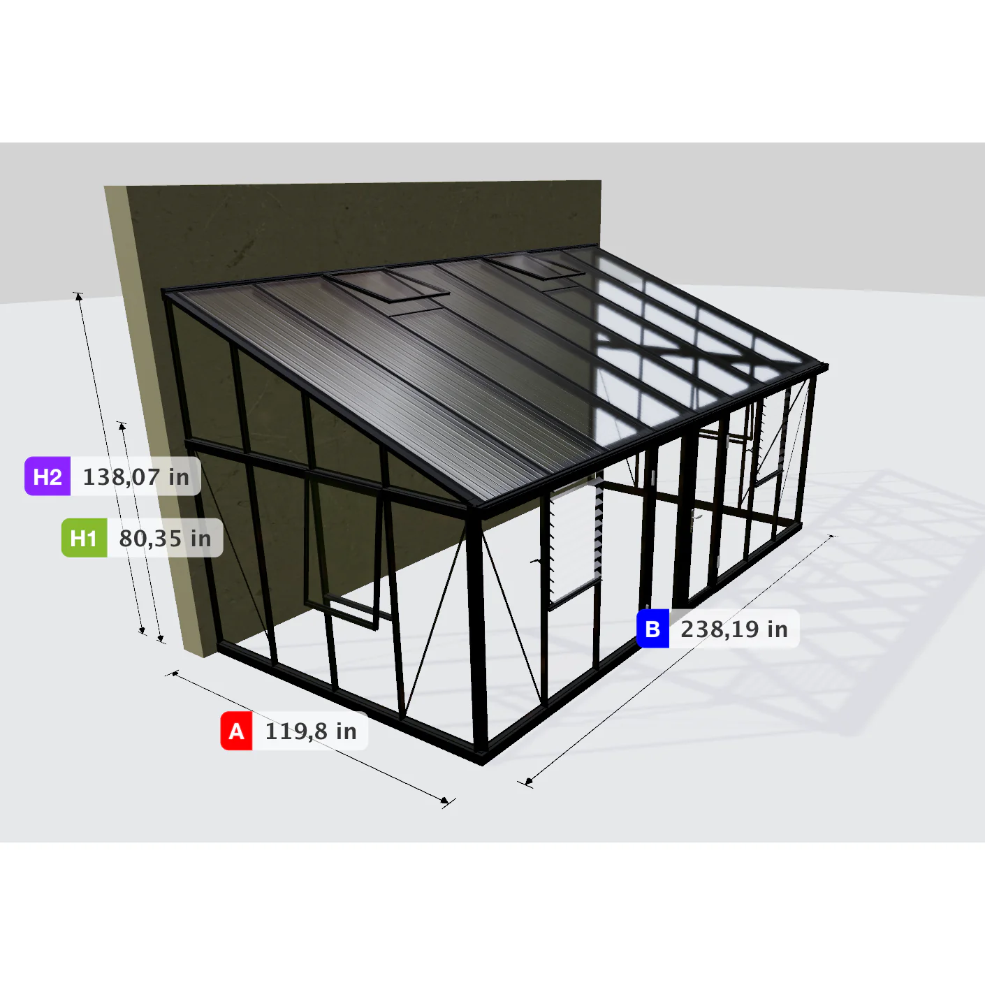 Janssens | Arcadia Lean-To Glass Greenhouse MQJ779 - Image 10
