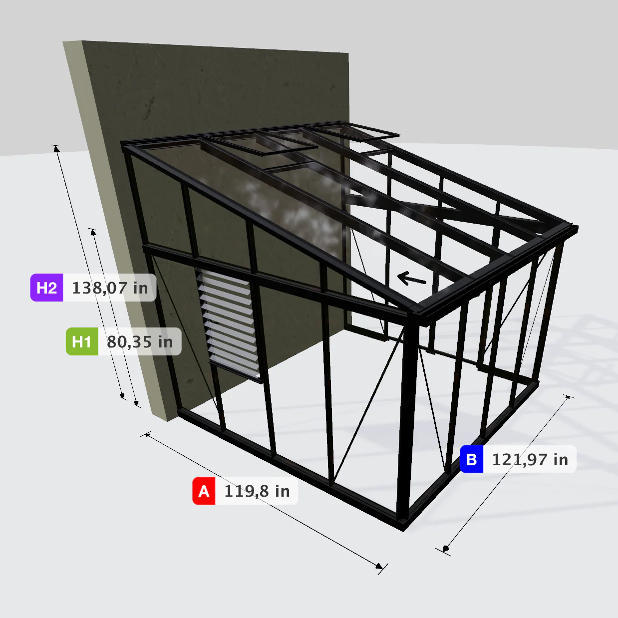 Janssens | Arcadia Lean-To Glass Greenhouse MQJ779 - Image 9