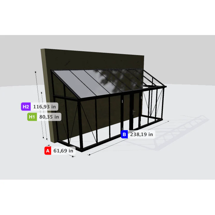 Janssens | Arcadia Lean-To Glass Greenhouse/Sunroom with 4mm Tempered Glass Glazing (Custom RIX641) - Image 2