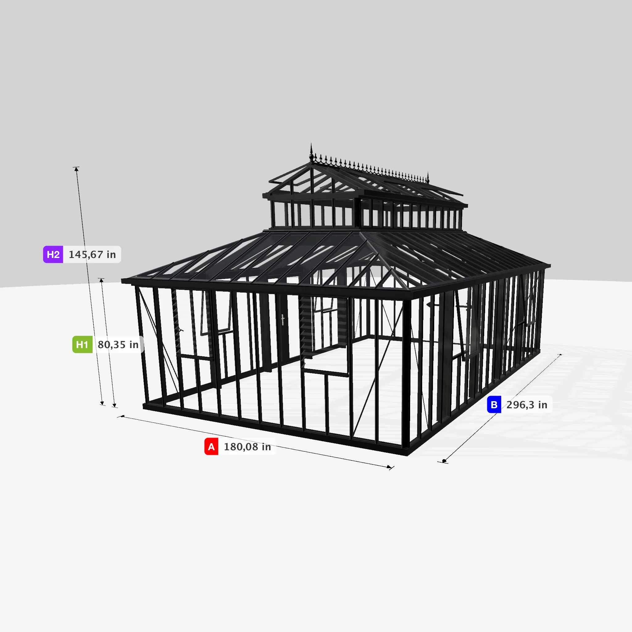 Janssens | Cathedral Victorian Glass Greenhouse Kit with 4mm Tempered Glass Glazing (Custom LUR811/REP733) - Image 2
