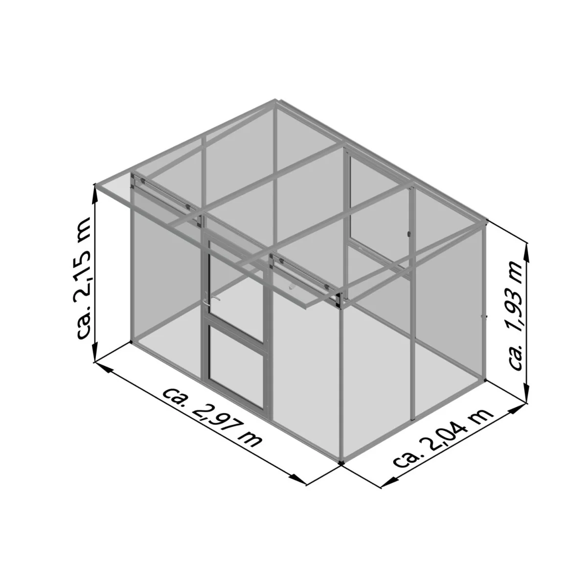 KGT | Linea II Modern Greenhouse 9ft 9in x 6ft 8in x 7ft - 4mm Glass / 10mm Twin-Wall Polycarbonate Glazing - Image 7