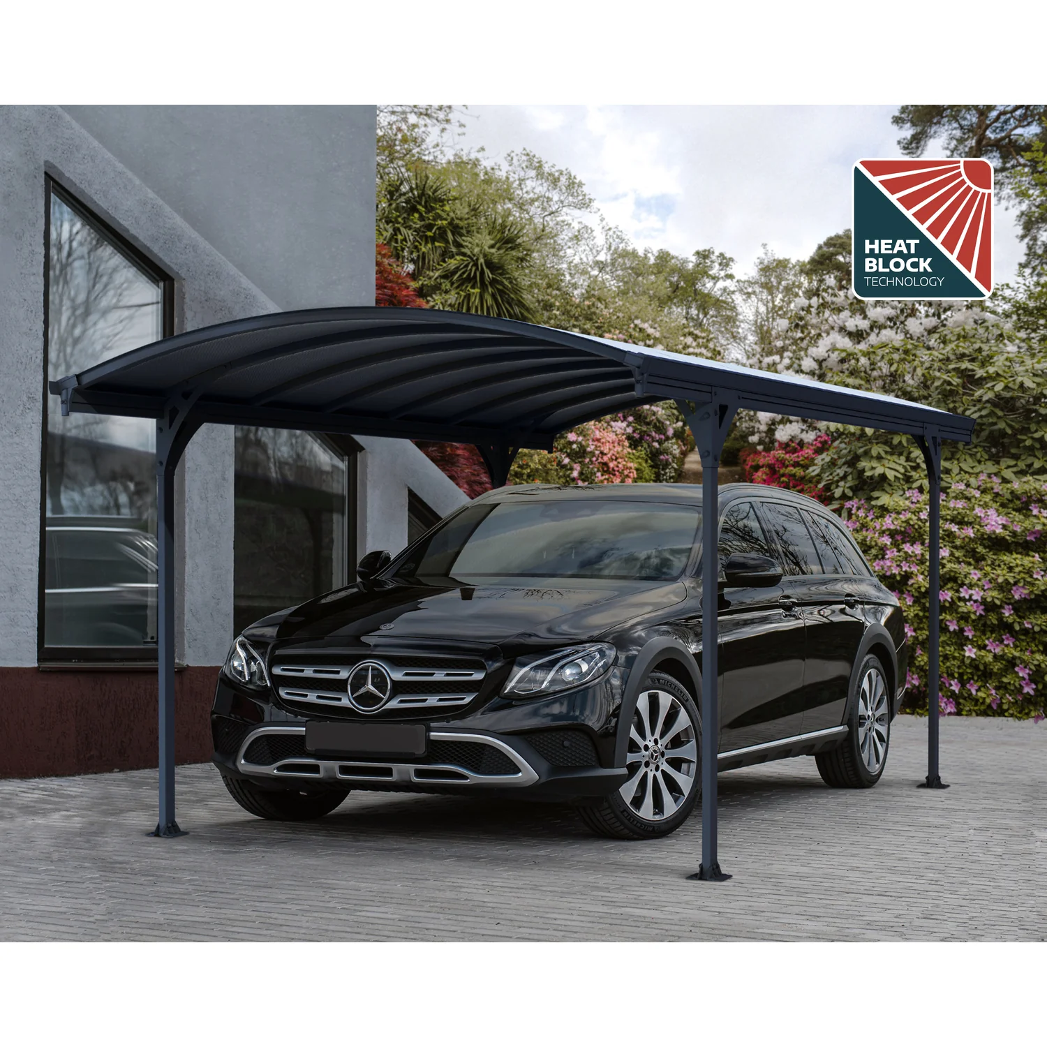 Palram - Canopia | 10x16 ft Vitoria 5000 Polycarbonate Carport - Gray/Gray - Image 2