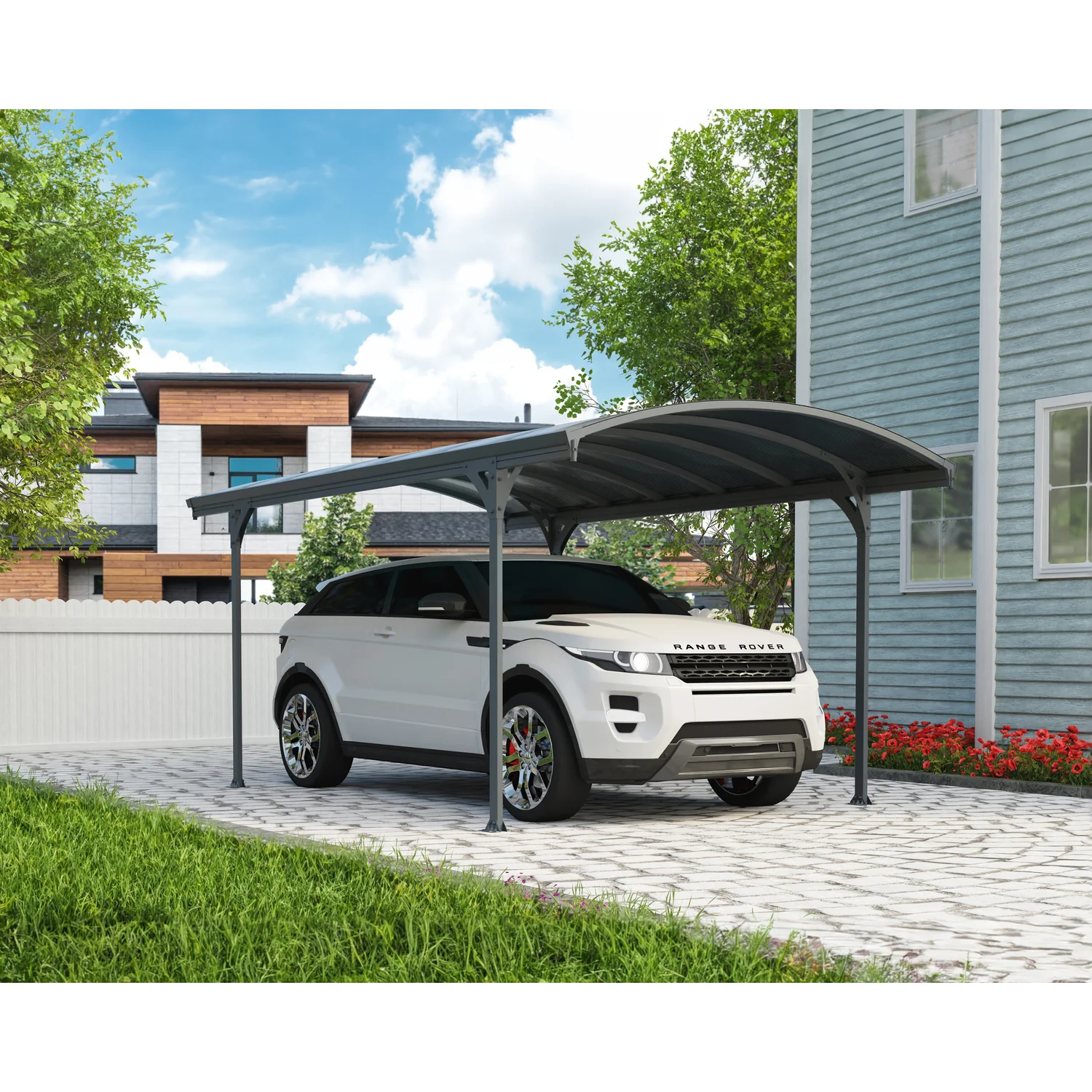 Palram - Canopia | 10x16 ft Vitoria 5000 Polycarbonate Carport - Gray/Gray - Image 7