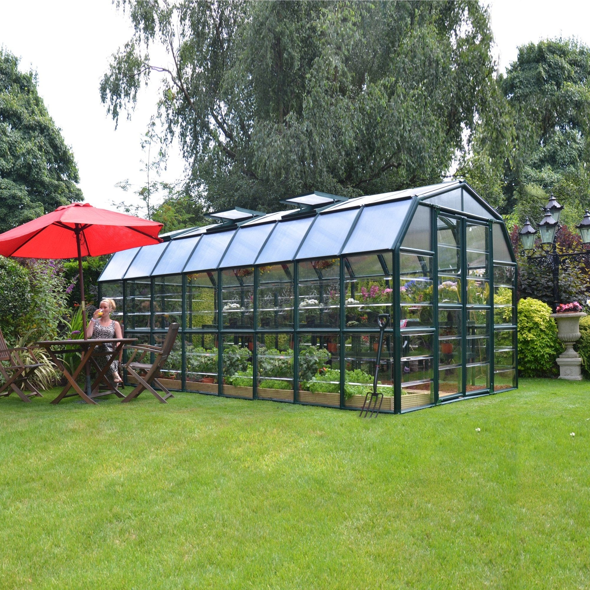 Palram - Canopia | Grand Gardener Greenhouse Kit - 8 Ft Wide - Green - 0.8mm Clear Polycarbonate Glazing - Image 15