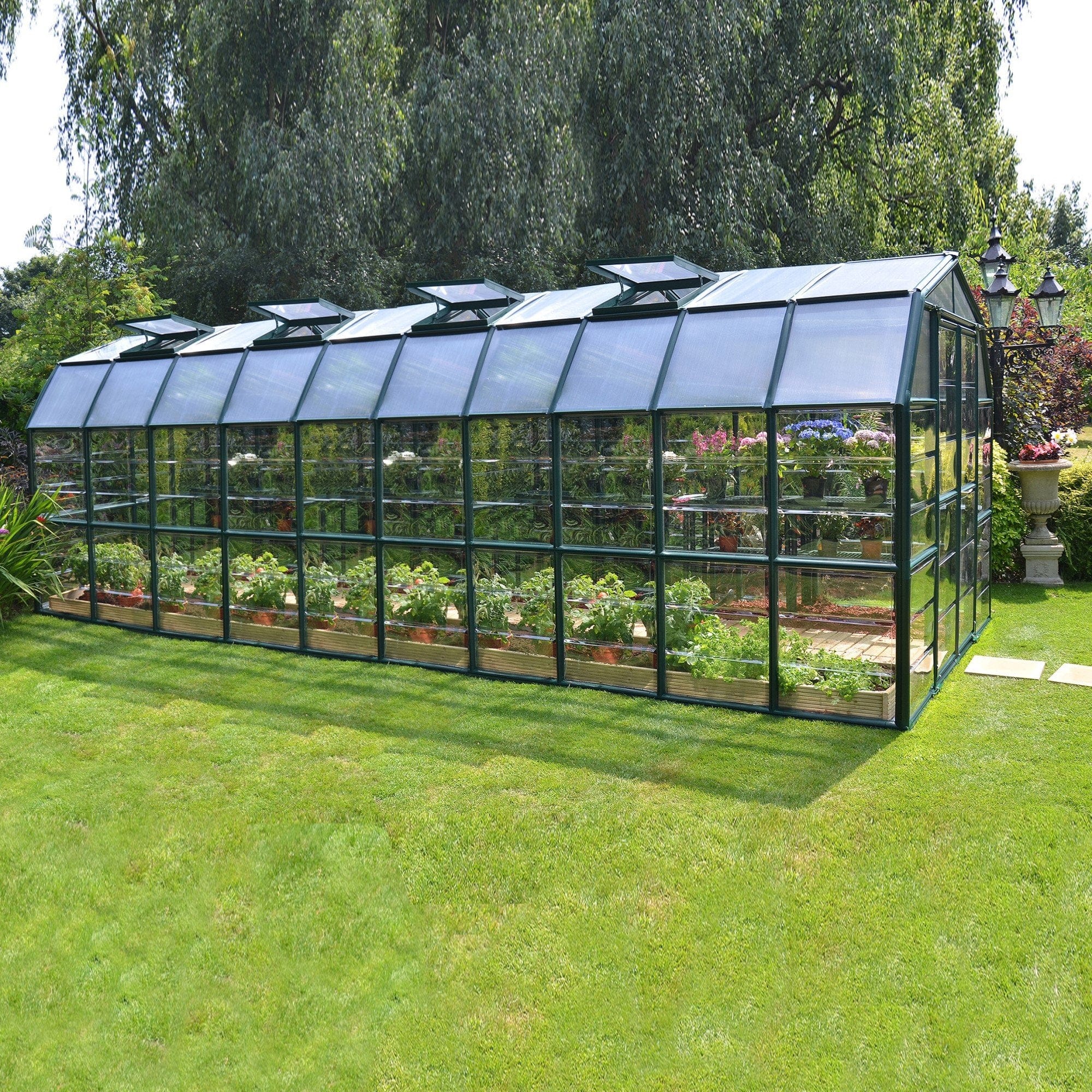 Palram - Canopia | Grand Gardener Greenhouse Kit - 8 Ft Wide - Green - 0.8mm Clear Polycarbonate Glazing - Image 19