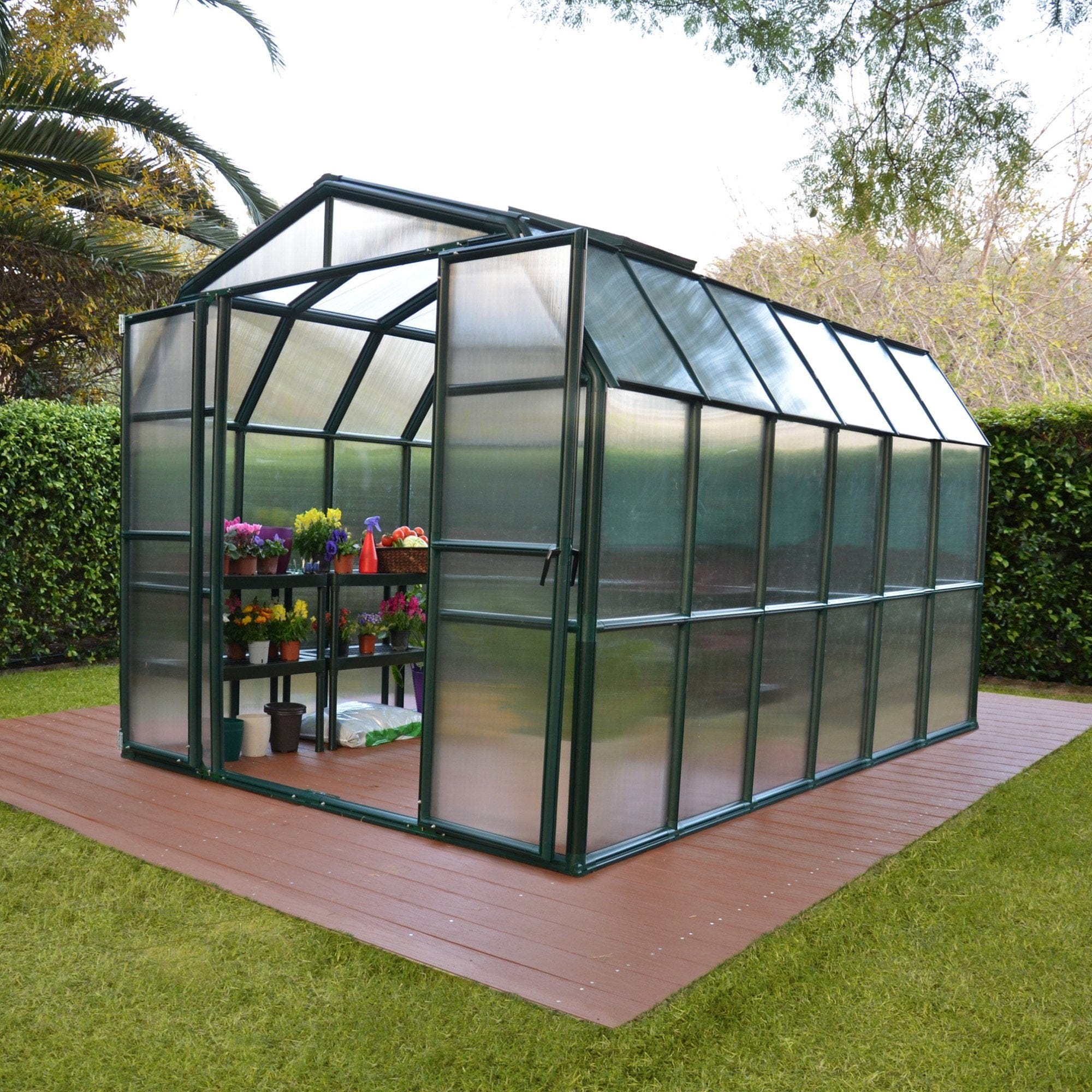 Palram - Canopia | Grand Gardener Greenhouse Kit - 8 ft Wide - Green - 6mm Twin-wall Polycarbonate Glazing - Image 13