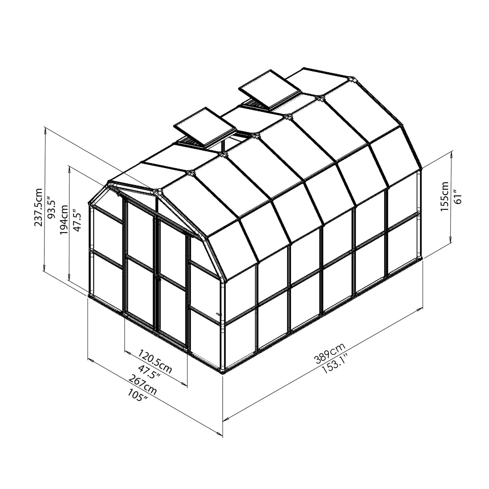 Palram - Canopia | Grand Gardener Greenhouse Kit - 8 ft Wide - Green - 6mm Twin-wall Polycarbonate Glazing - Image 14
