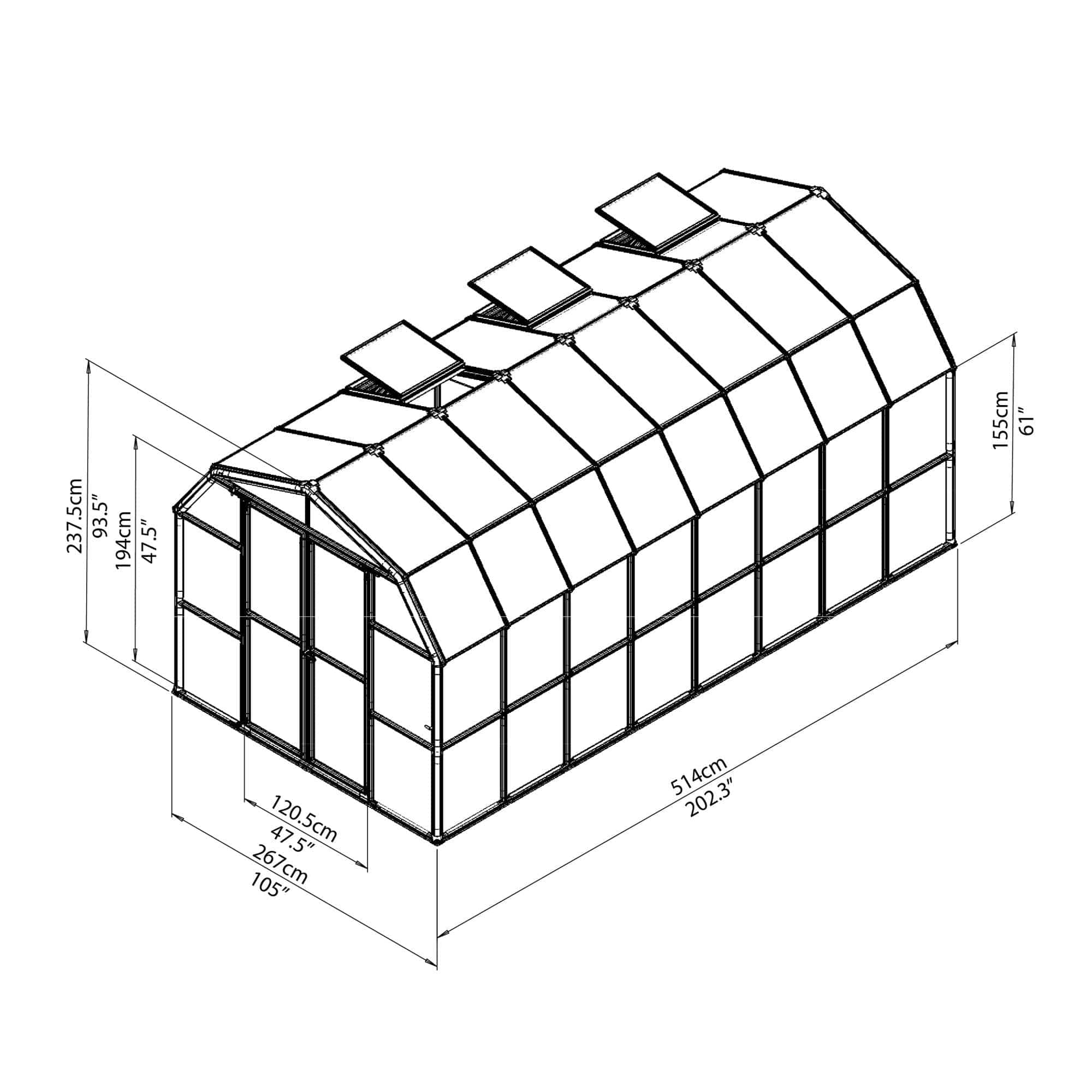 Palram - Canopia | Grand Gardener Greenhouse Kit - 8 ft Wide - Green - 6mm Twin-wall Polycarbonate Glazing - Image 17