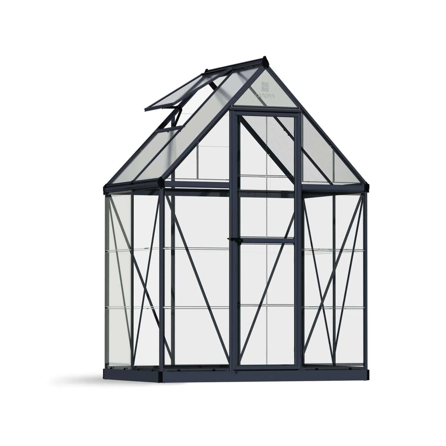 Palram - Canopia | 6x4 ft Hybrid Greenhouse Kit - Gray With 0.8mm Polycarbonate Glazing