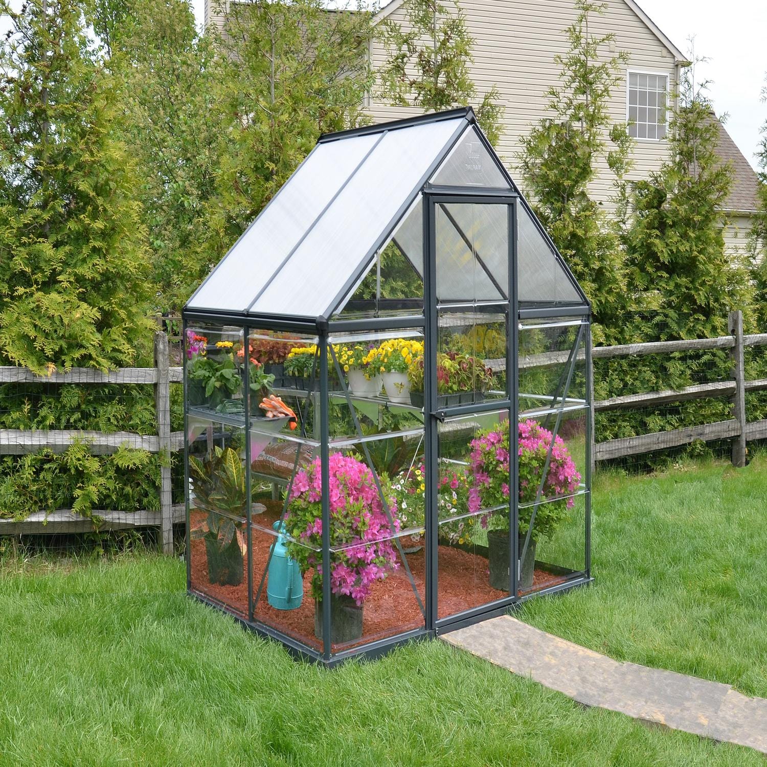 Palram - Canopia | 6x4 ft Hybrid Greenhouse Kit - Gray With 0.8mm Polycarbonate Glazing - Image 2