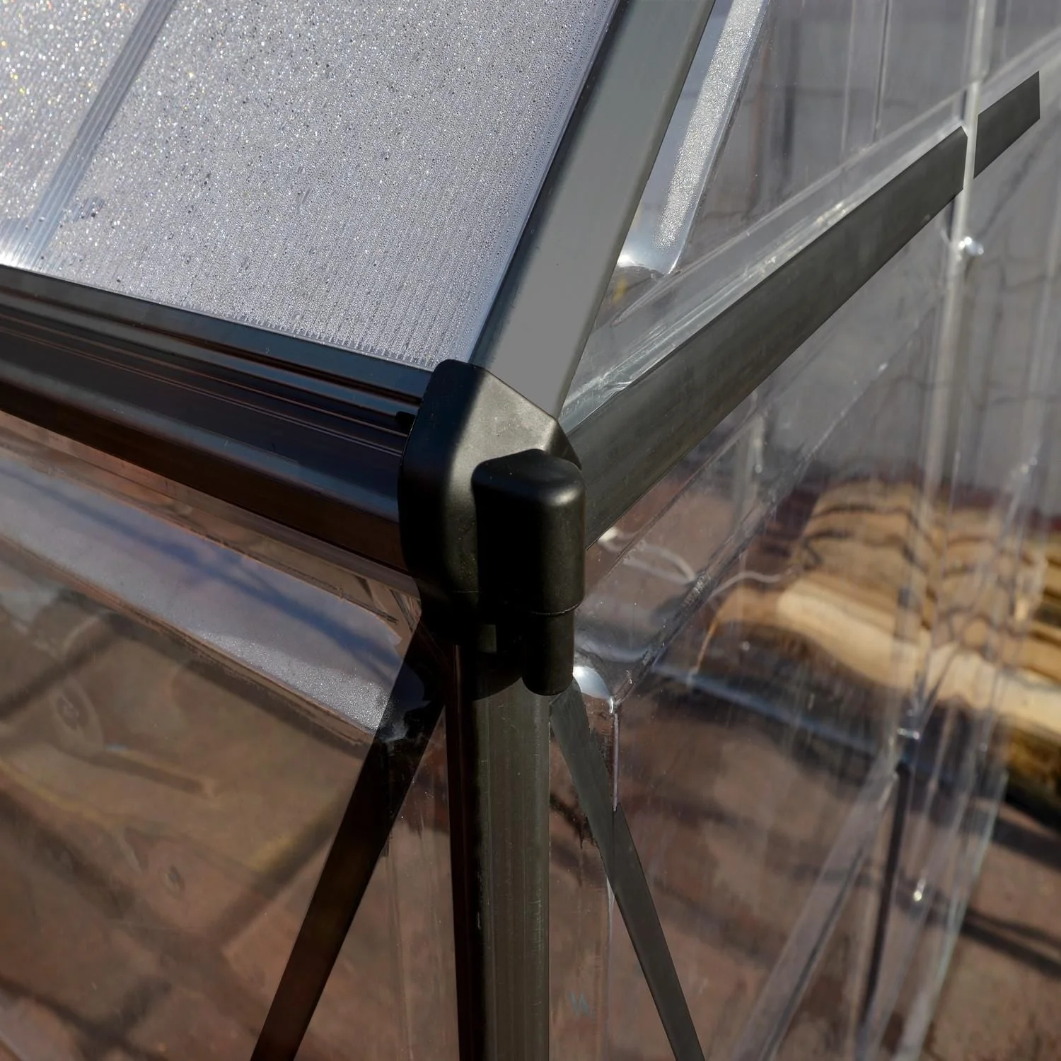 Palram - Canopia | 6x4 ft Hybrid Greenhouse Kit - Gray With 0.8mm Polycarbonate Glazing - Image 4