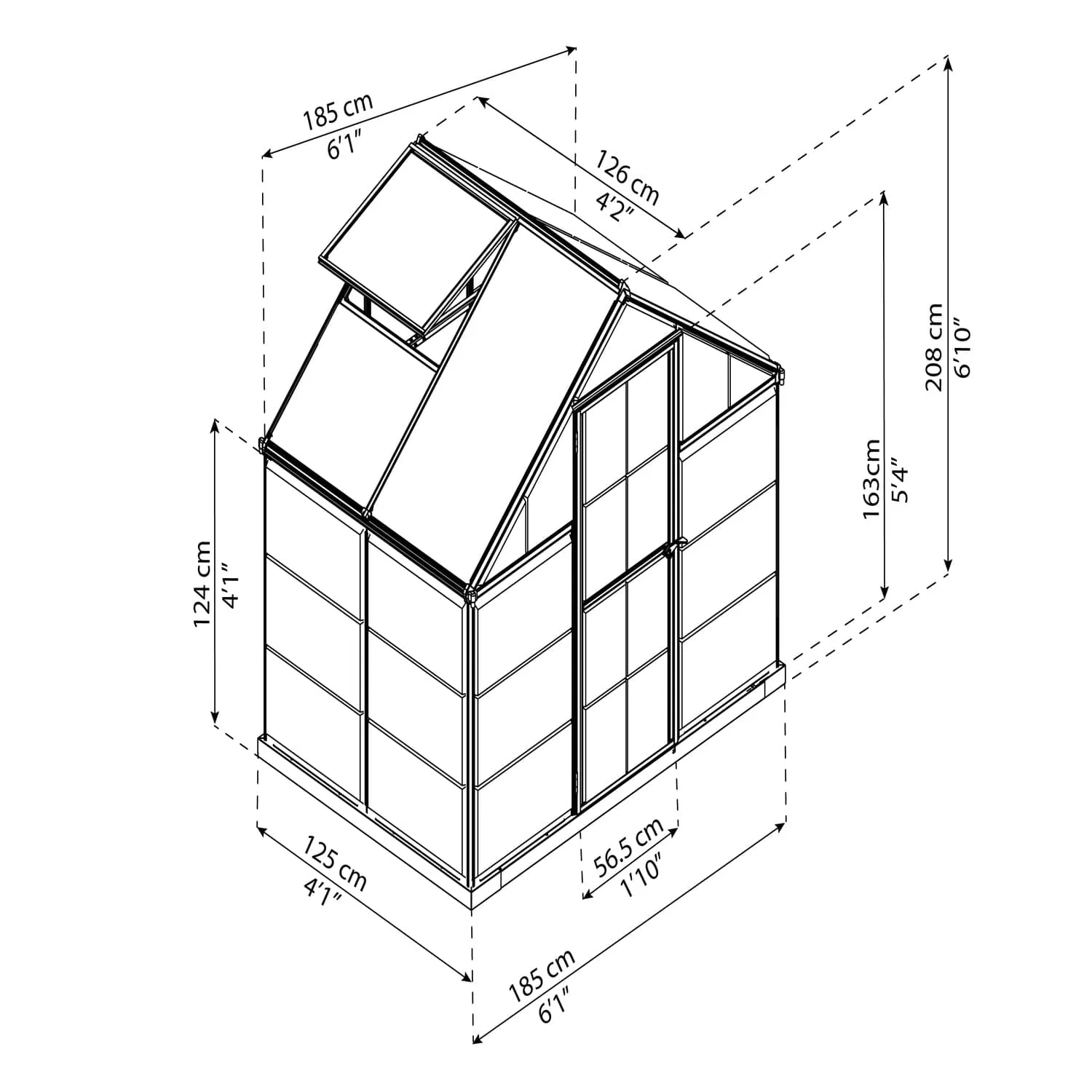 Palram - Canopia | 6x4 ft Hybrid Greenhouse Kit - Gray With 0.8mm Polycarbonate Glazing - Image 7