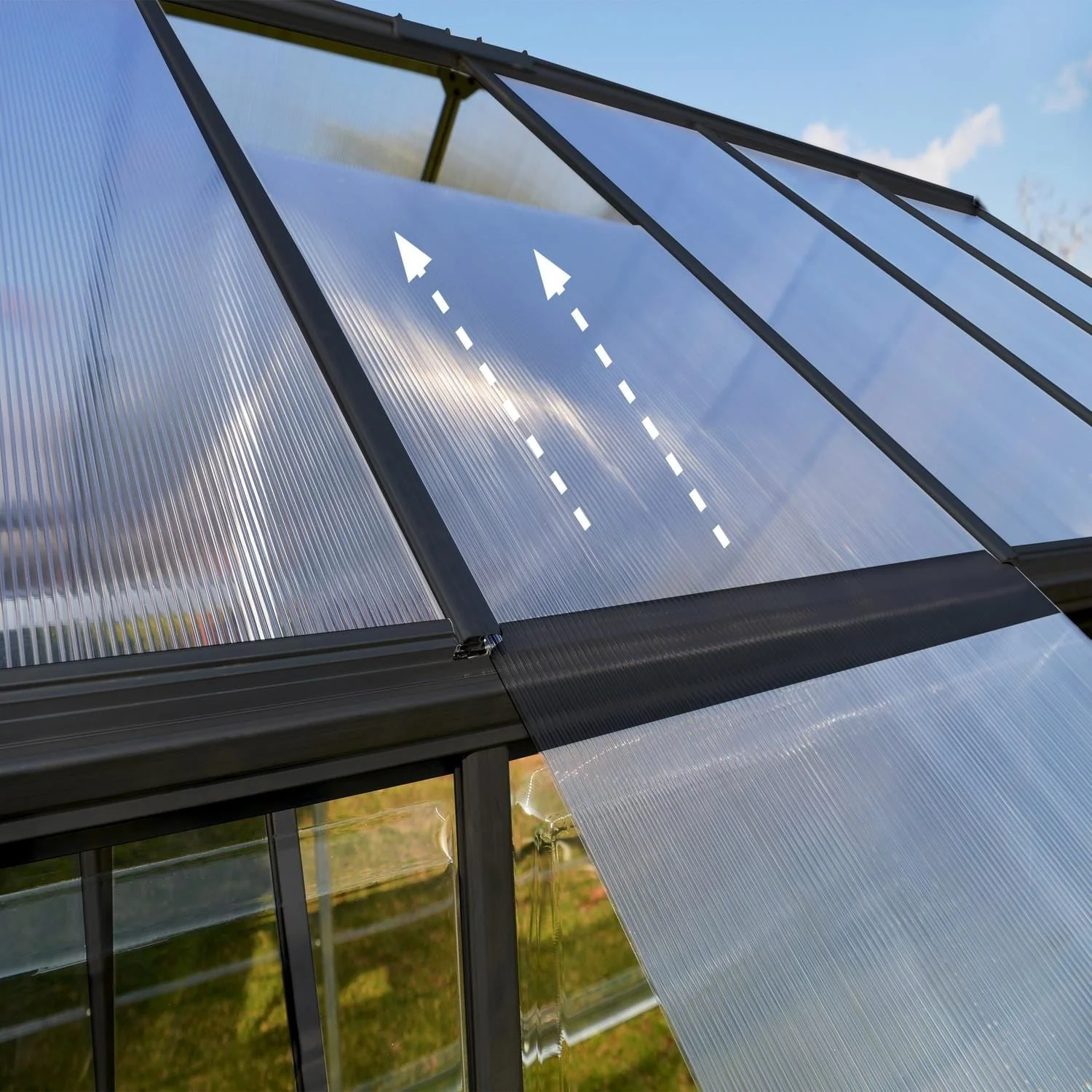 Palram - Canopia | 6x8 ft Hybrid Greenhouse Kit - Gray With 0.8mm Polycarbonate Glazing - Image 6