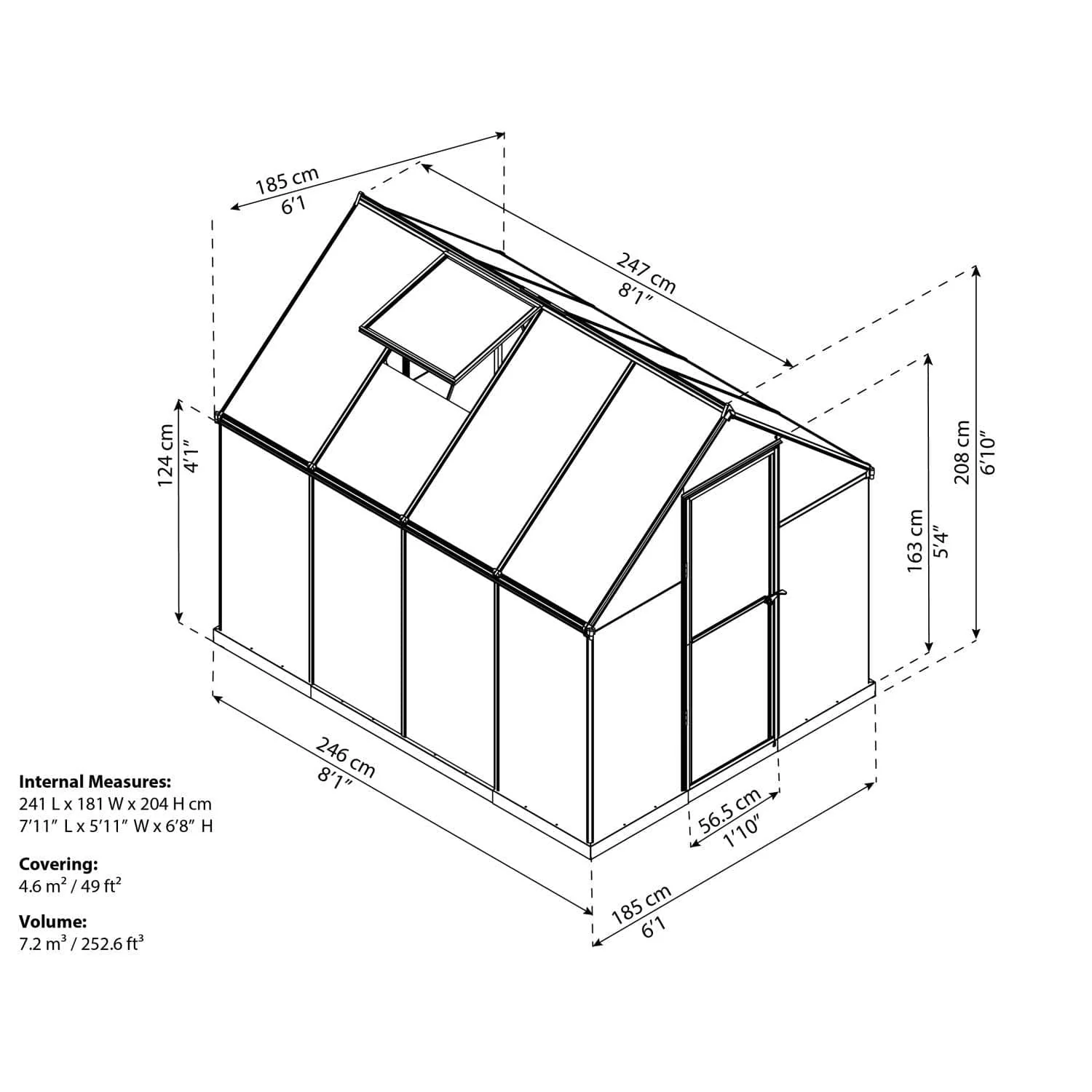 Palram - Canopia | 6x8 ft Mythos Greenhouse Kit - Gray With 4mm Twin-wall Polycarbonate Glazing - Image 7