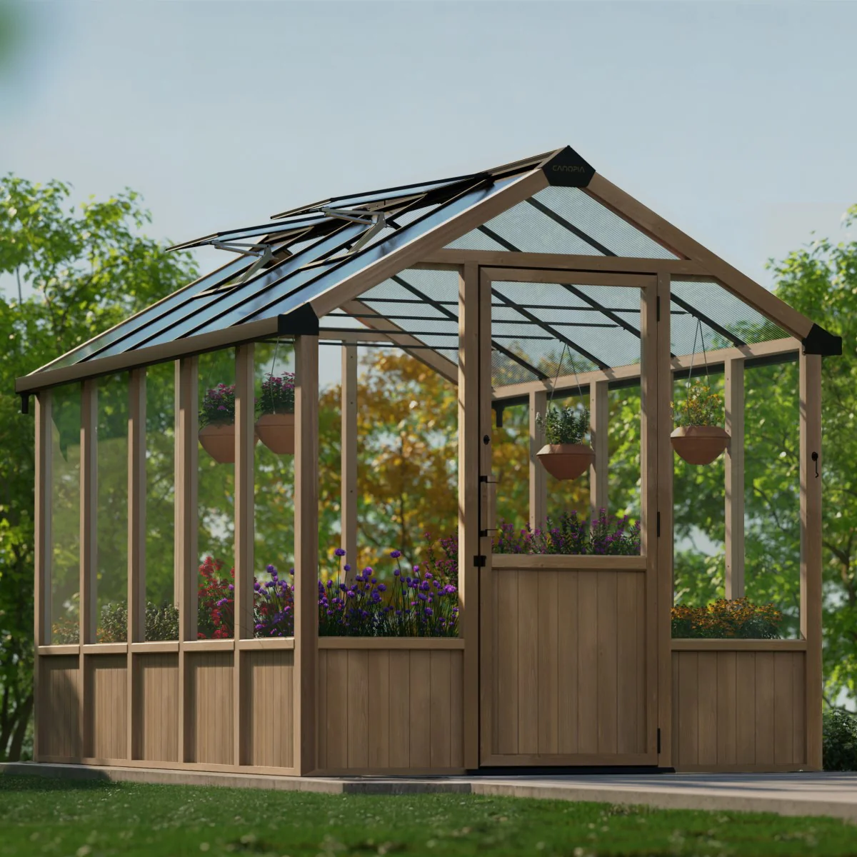 Palram - Canopia | Natura 8 ft Series - Cedar Wood Greenhouse Kit - Image 2
