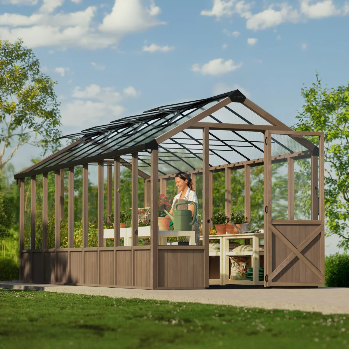Palram - Canopia | Natura 8 ft Series - Cedar Wood Greenhouse Kit - Image 24