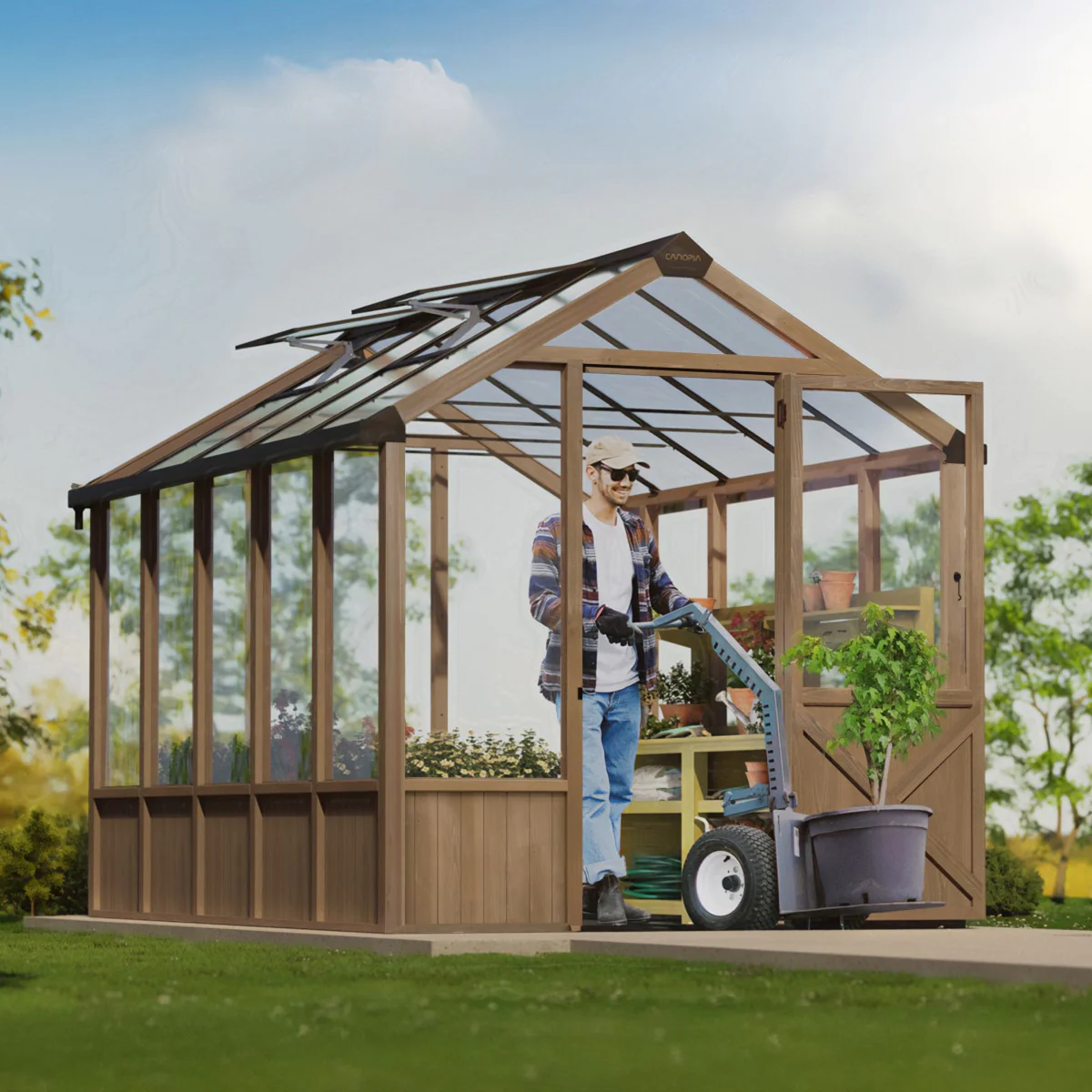 Palram - Canopia | Natura 8 ft Series - Cedar Wood Greenhouse Kit - Image 3