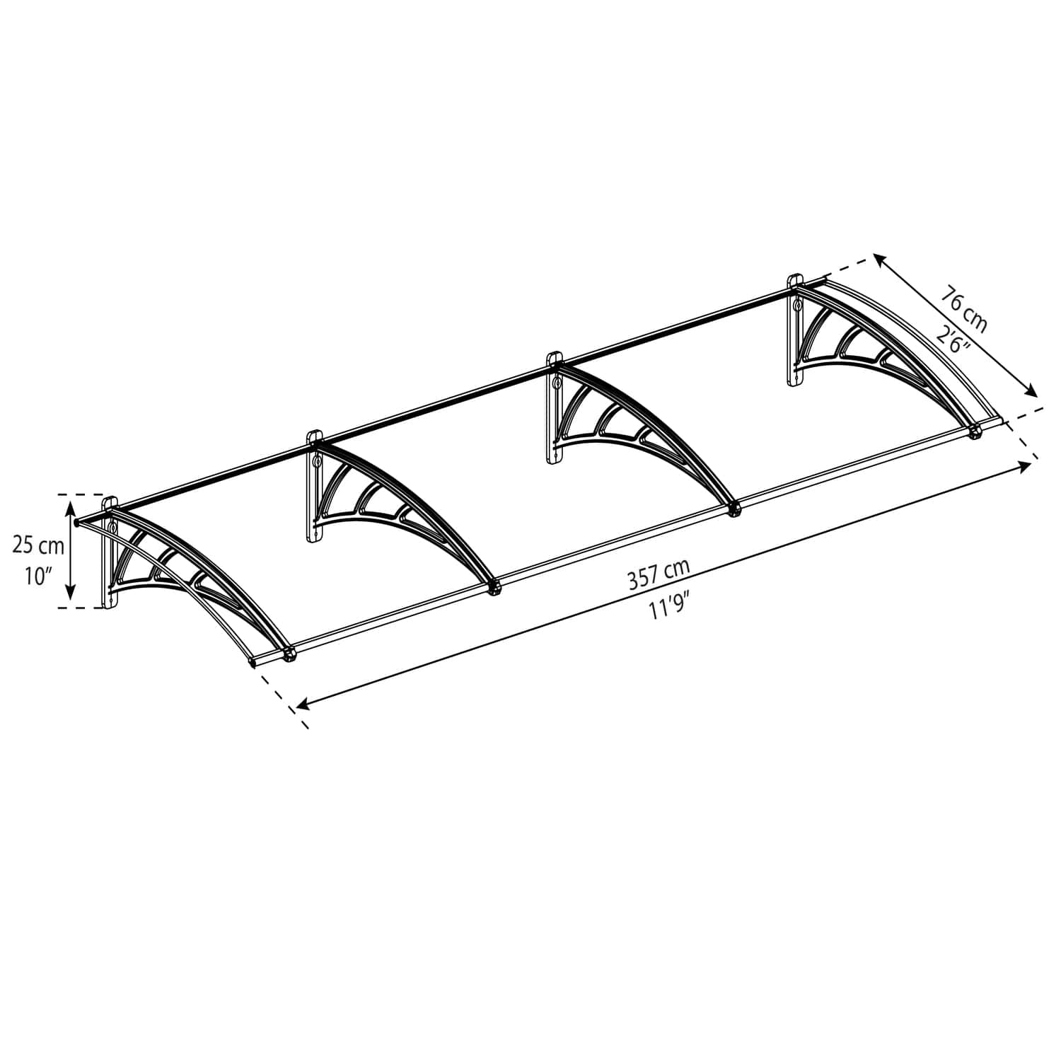 Palram - Canopia | Neo 3540 12x3 ft Awning - Gray/Clear - Image 7