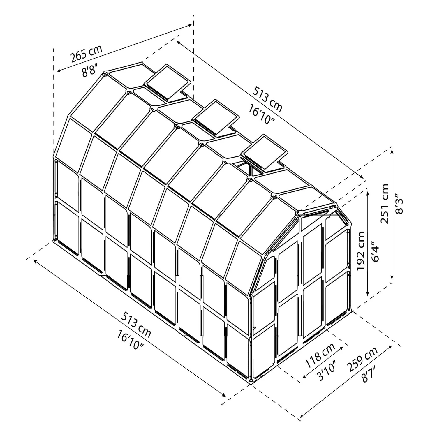 Palram - Canopia | Prestige 8x16 ft Clear Greenhouse Kit Package with 0.8mm Polycarbonate Glazing - Image 11