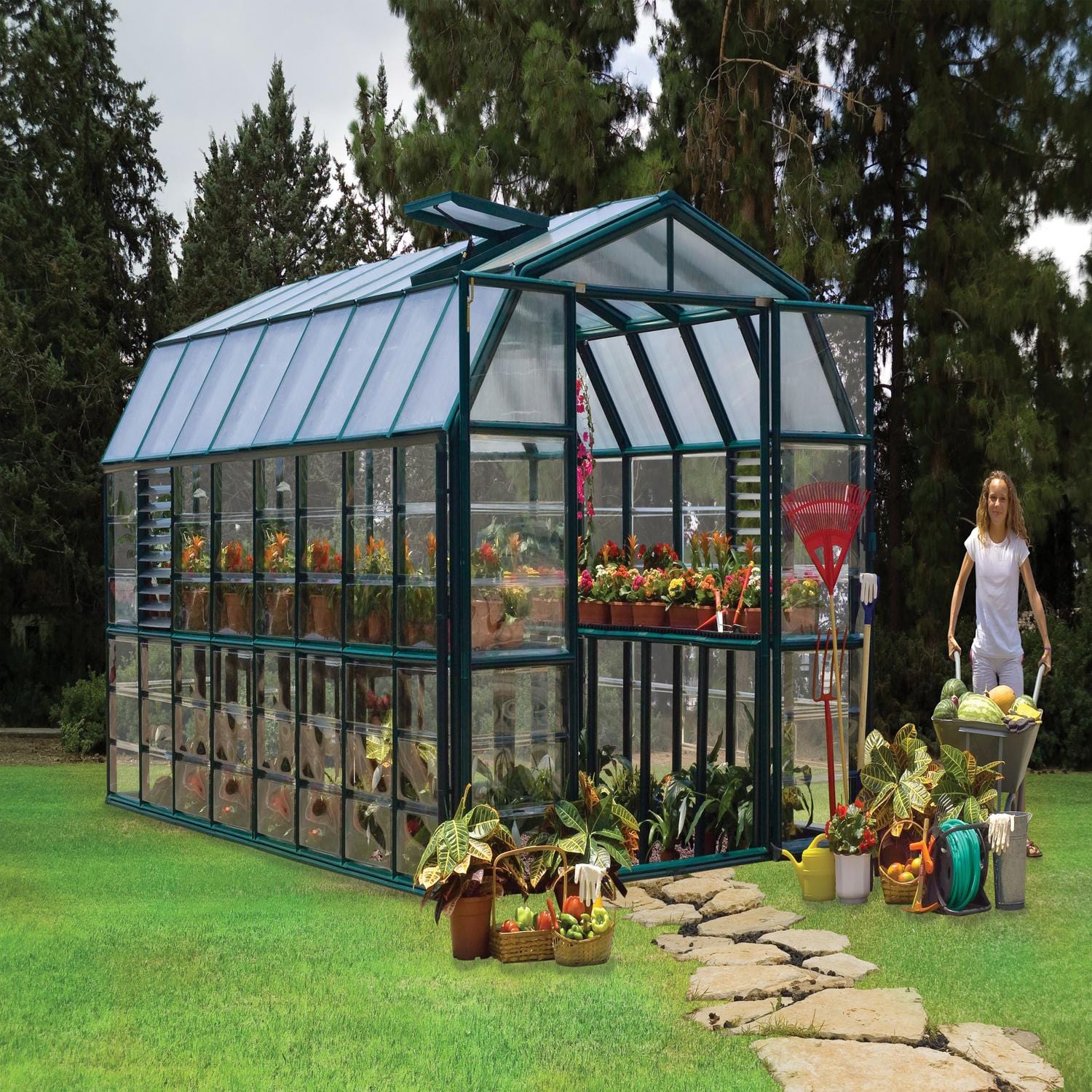 Palram - Canopia | Prestige 8x16 ft Clear Greenhouse Kit Package with 0.8mm Polycarbonate Glazing - Image 2
