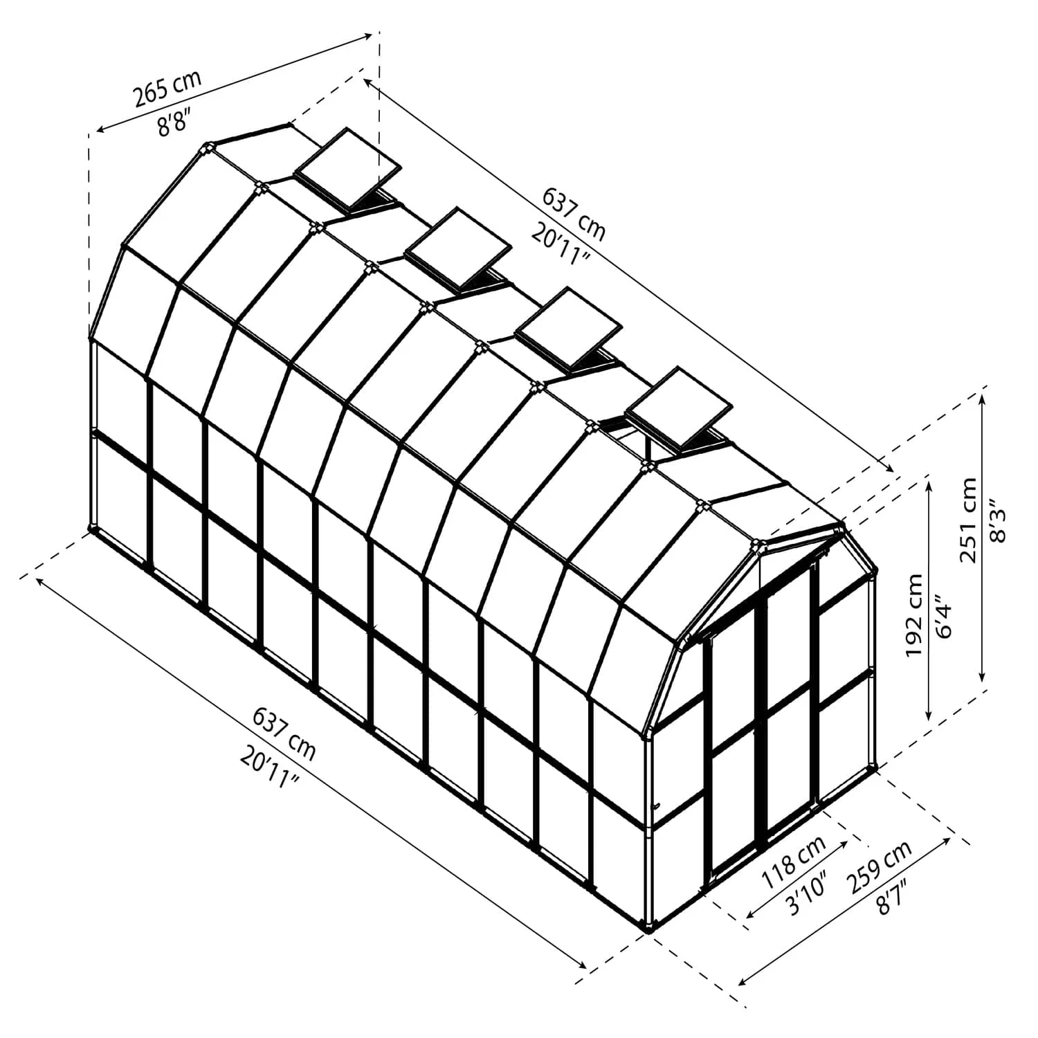 Palram - Canopia | Prestige 8x20 ft Clear Greenhouse Kit Package With 0.8mm Polycarbonate Glazing - Image 10