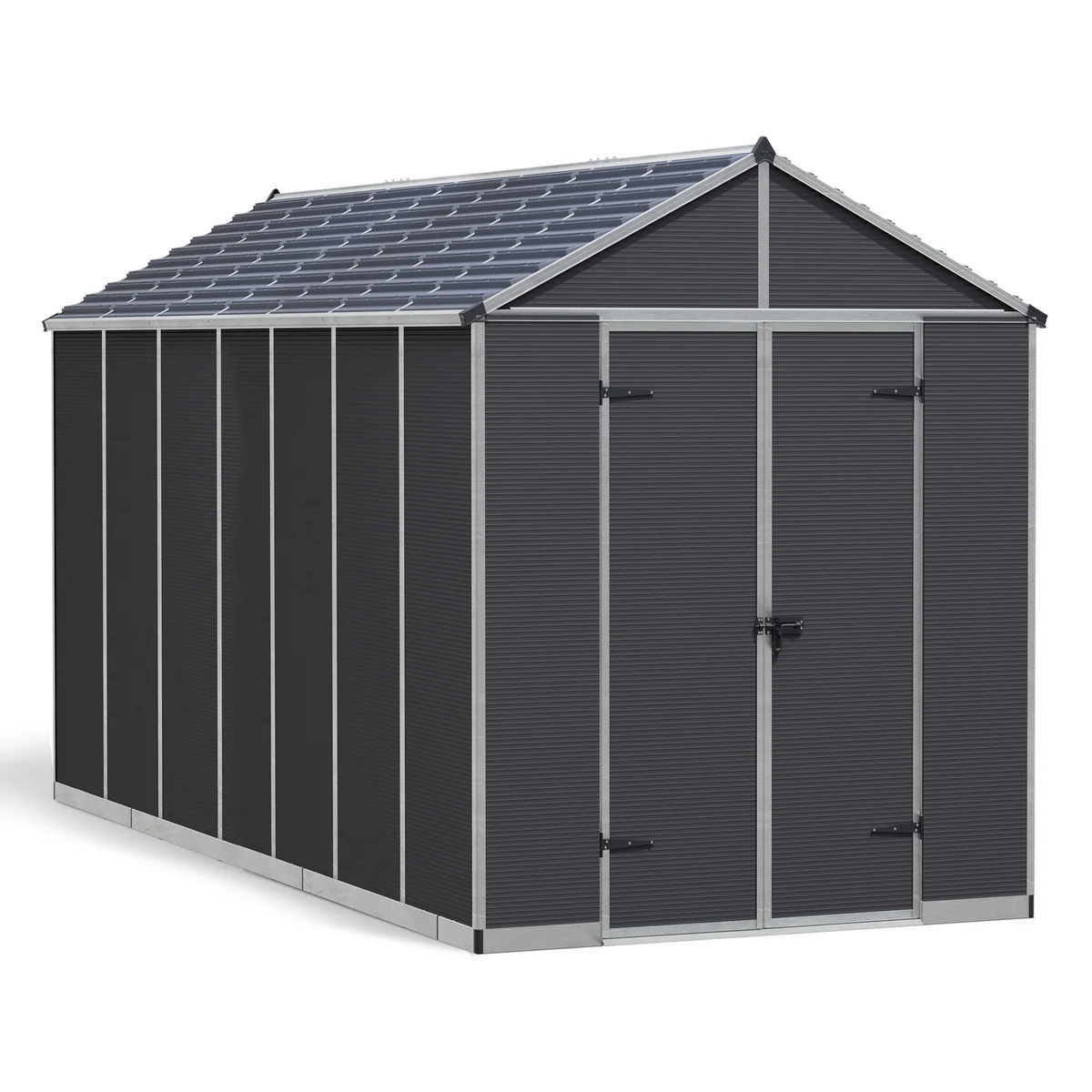 Palram - Canopia | Rubicon 8ft Ultra Durable Outdoor Storage Shed for Garden Dark Grey Series - Image 25