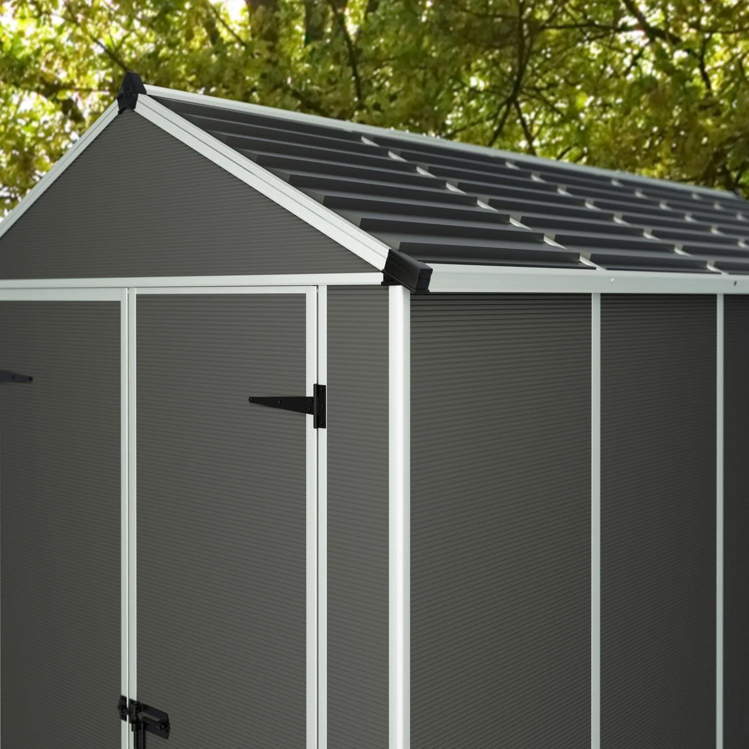 Palram - Canopia | Rubicon 6ft Ultra Durable Outdoor Storage Shed for Garden Dark Grey Series - Image 11