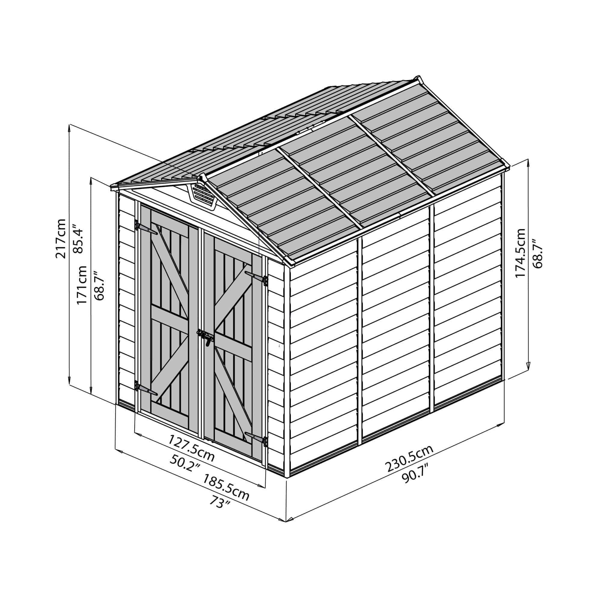 Palram - Canopia | SkyLight Polycarbonate Storage Shed - 6ft Wide - Image 24