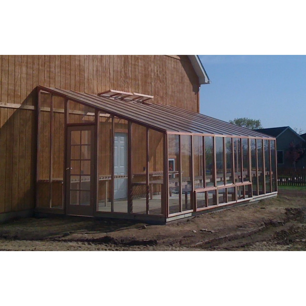 Santa Barbara | Redwood Lean-To Greenhouse/Sunroom Frame, Polycarbonate Roof Glazing, No Wall Glazing - Image 4