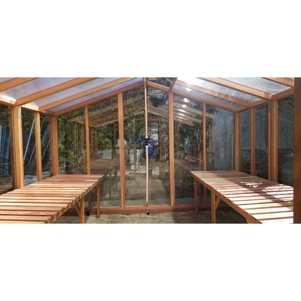 Santa Barbara | Deluxe Redwood Glass Greenhouse/Sunroom Premium Package With 3/16 inch Glass Glazing and Pre-assembled Panels - Image 23