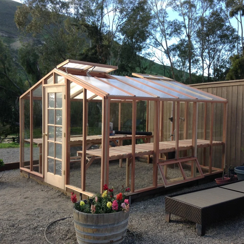 Santa Barbara | Deluxe Redwood Glass Greenhouse/Sunroom Premium Package With 3/16 inch Glass Glazing and Pre-assembled Panels - Image 5