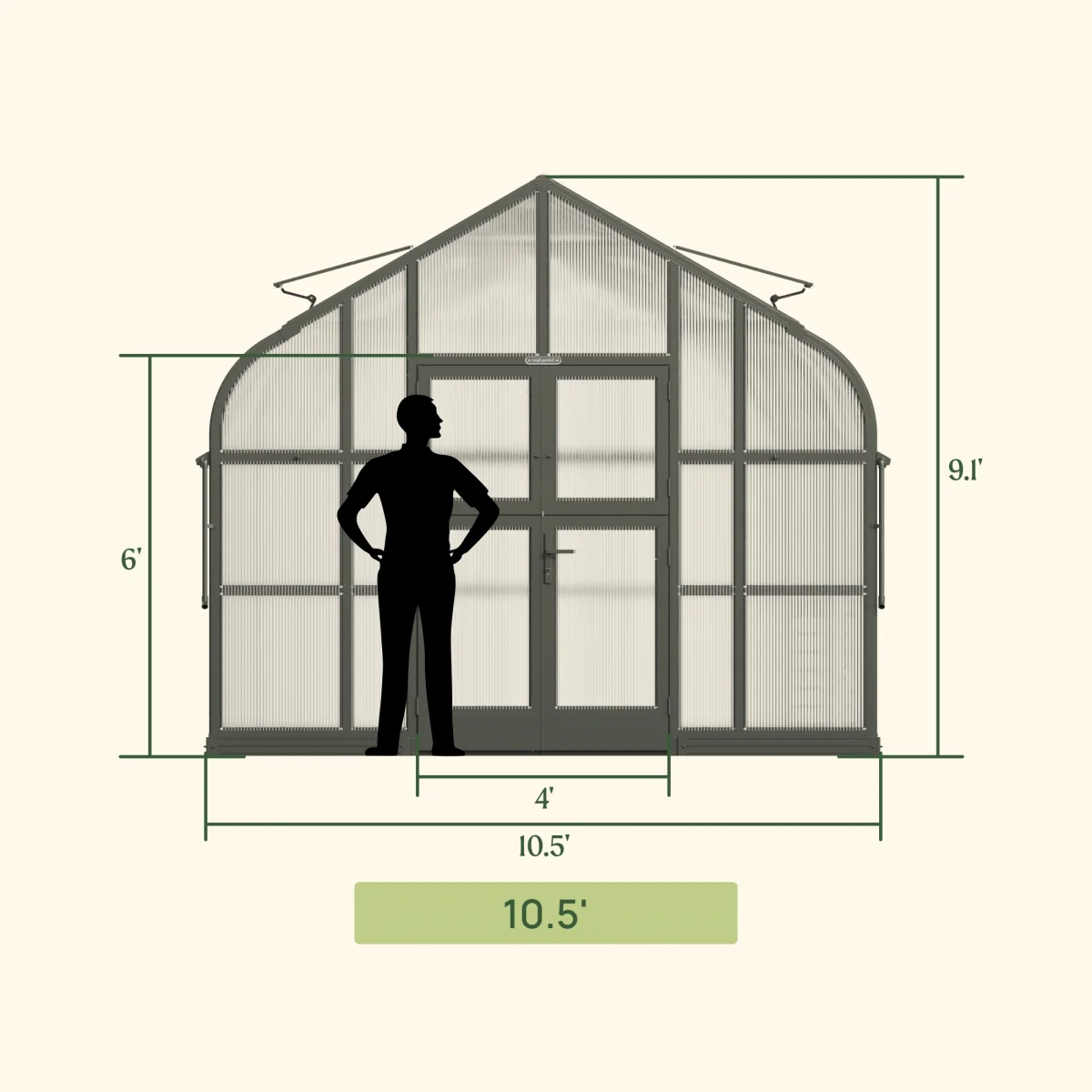 Vego | Pacific Greenhouse Kit 10ft 6in Wide - Image 9