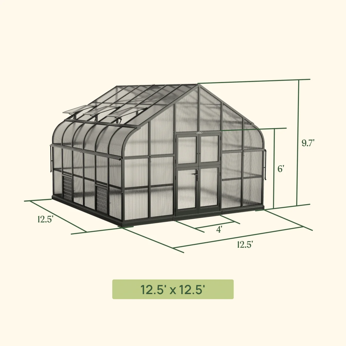 Vego | Grand Pacific Greenhouse Kit 12ft 6in Wide - Image 8